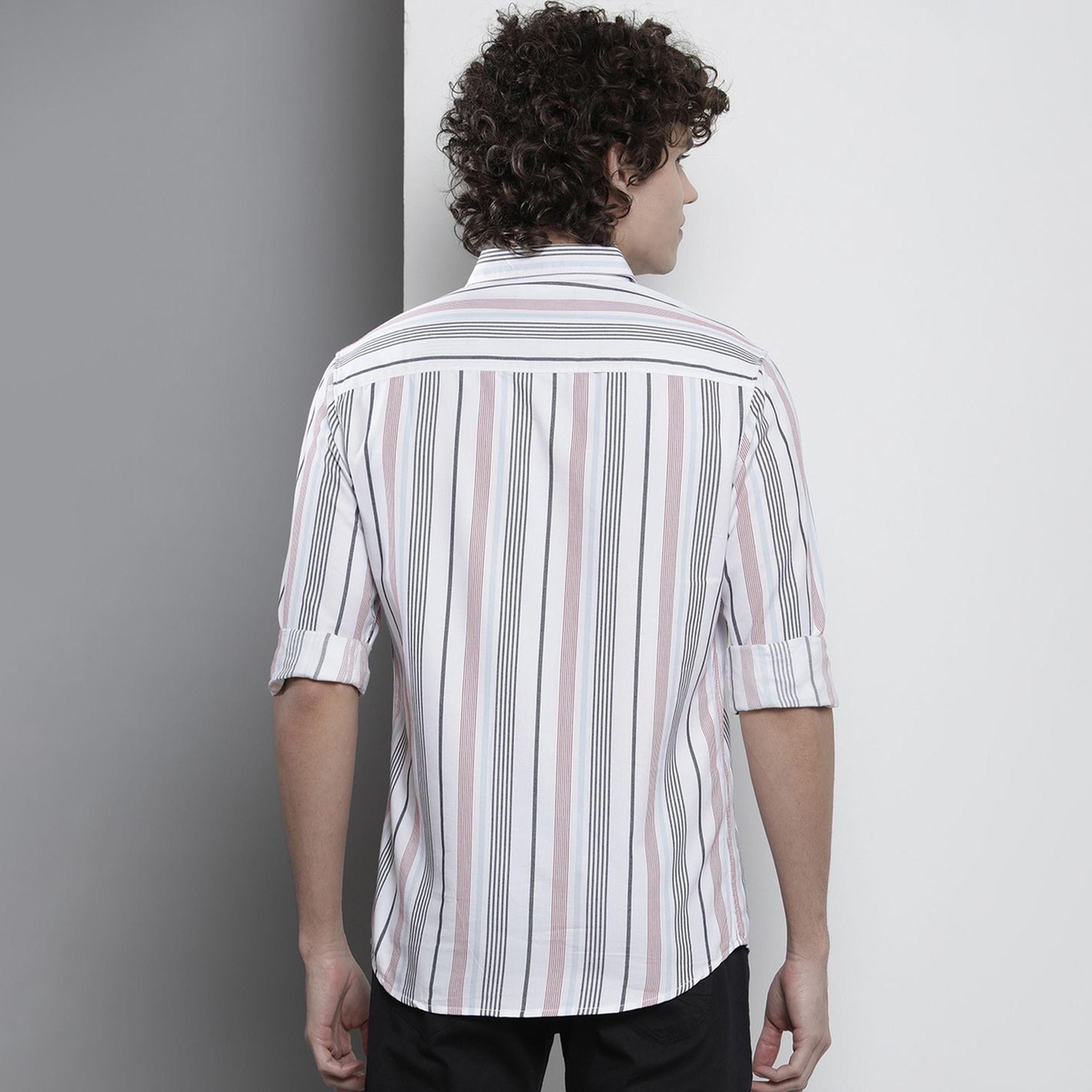The Indian Garage Co X Styli Men White Striped Spread Collar Shirt-men-clothing-shirts-image-3
