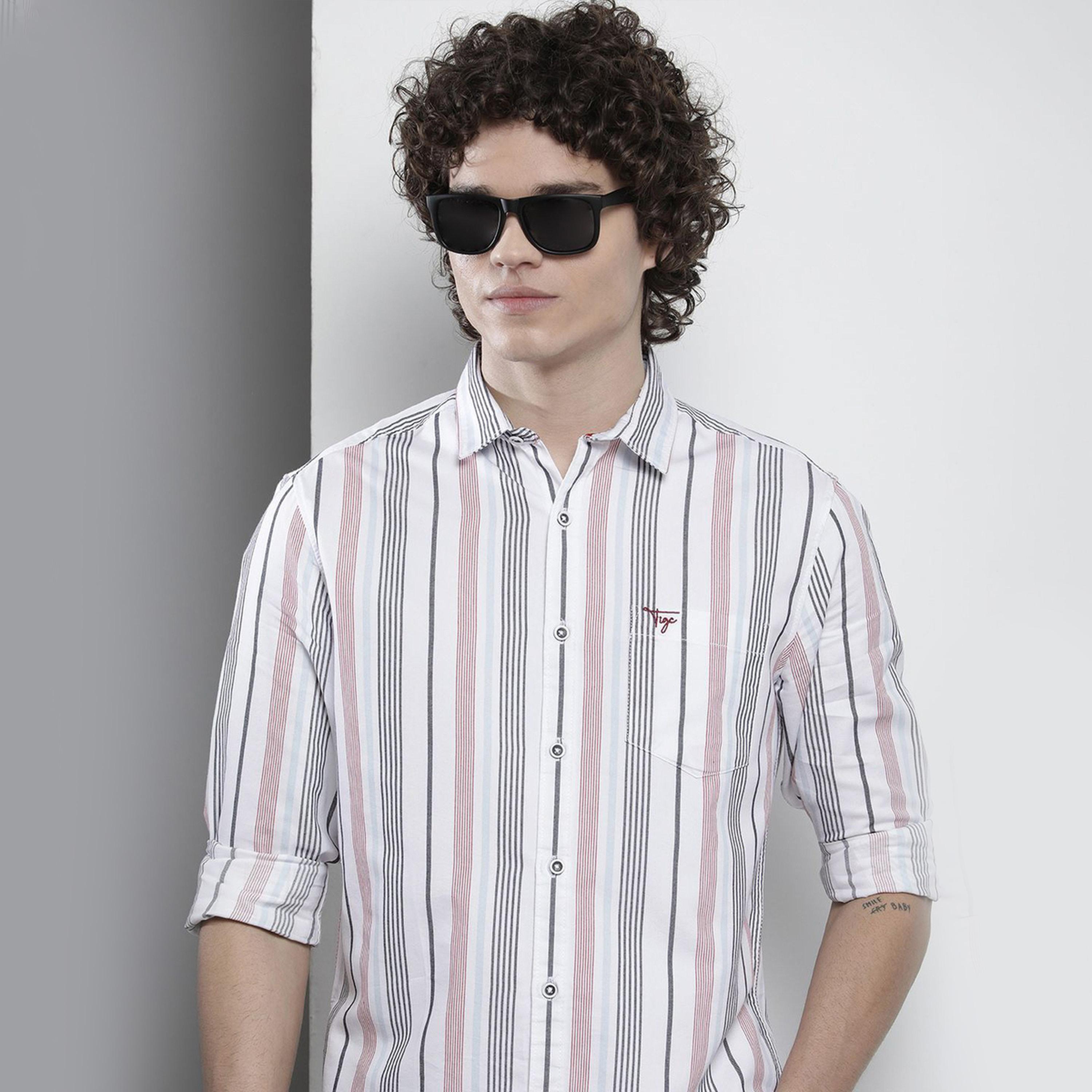 The Indian Garage Co X Styli Men White Striped Spread Collar Shirt-men-clothing-shirts-image-4