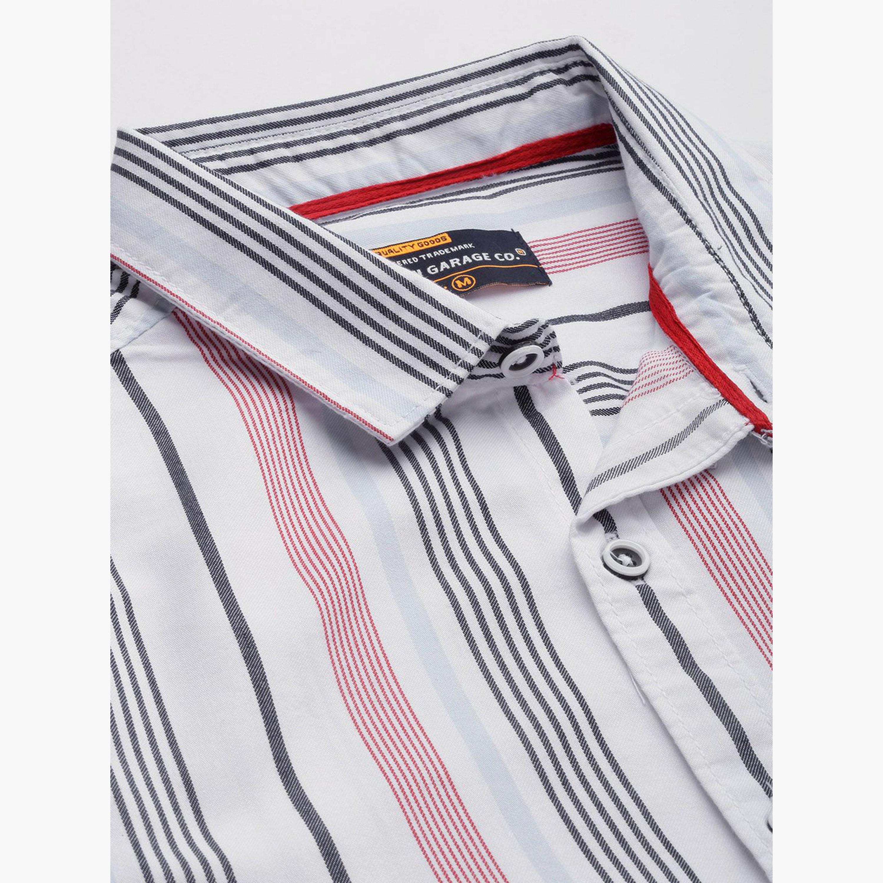The Indian Garage Co X Styli Men White Striped Spread Collar Shirt-men-clothing-shirts-image-5
