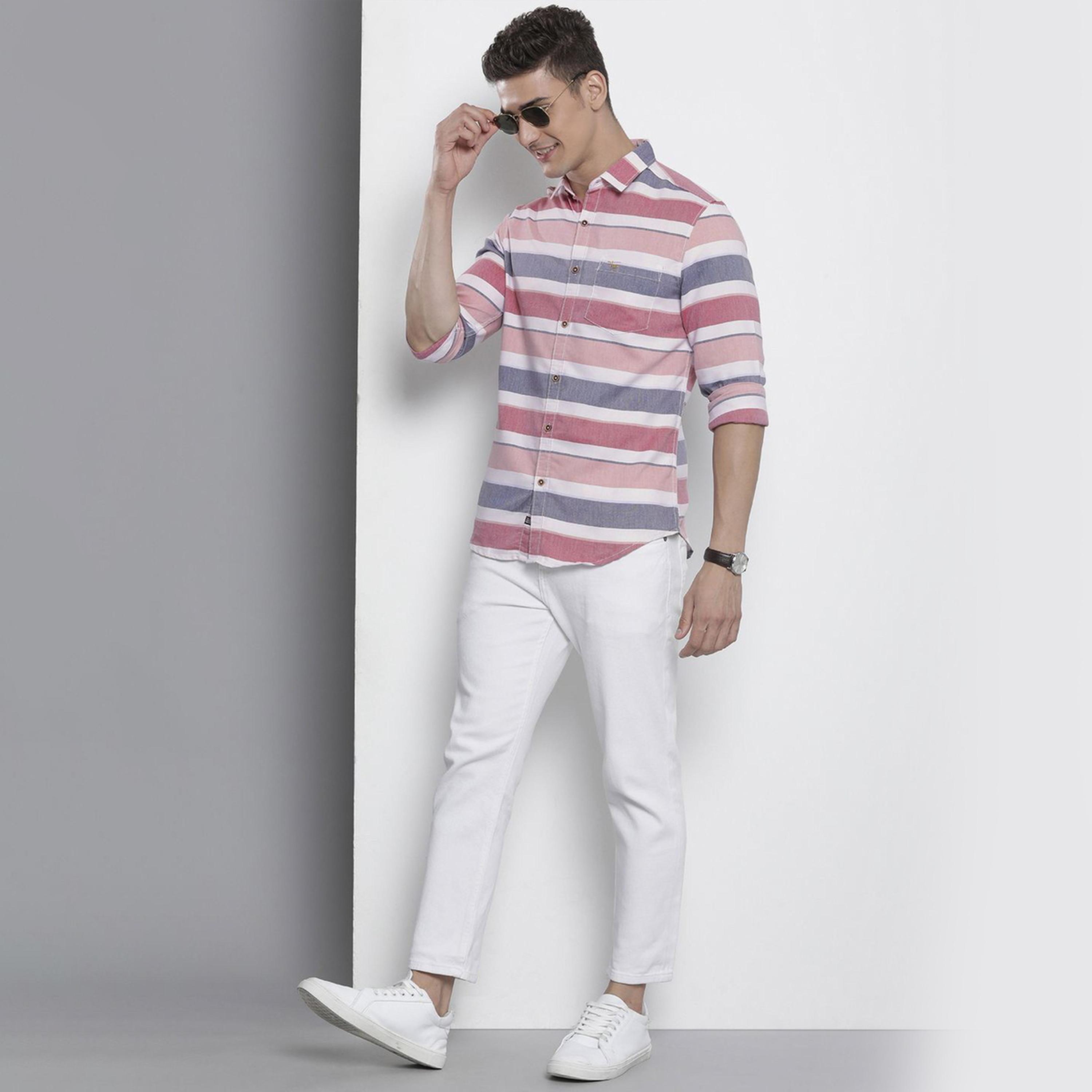The Indian Garage Co X Styli Men Pink Striped Casual Shirt-men-clothing-shirts-image-2