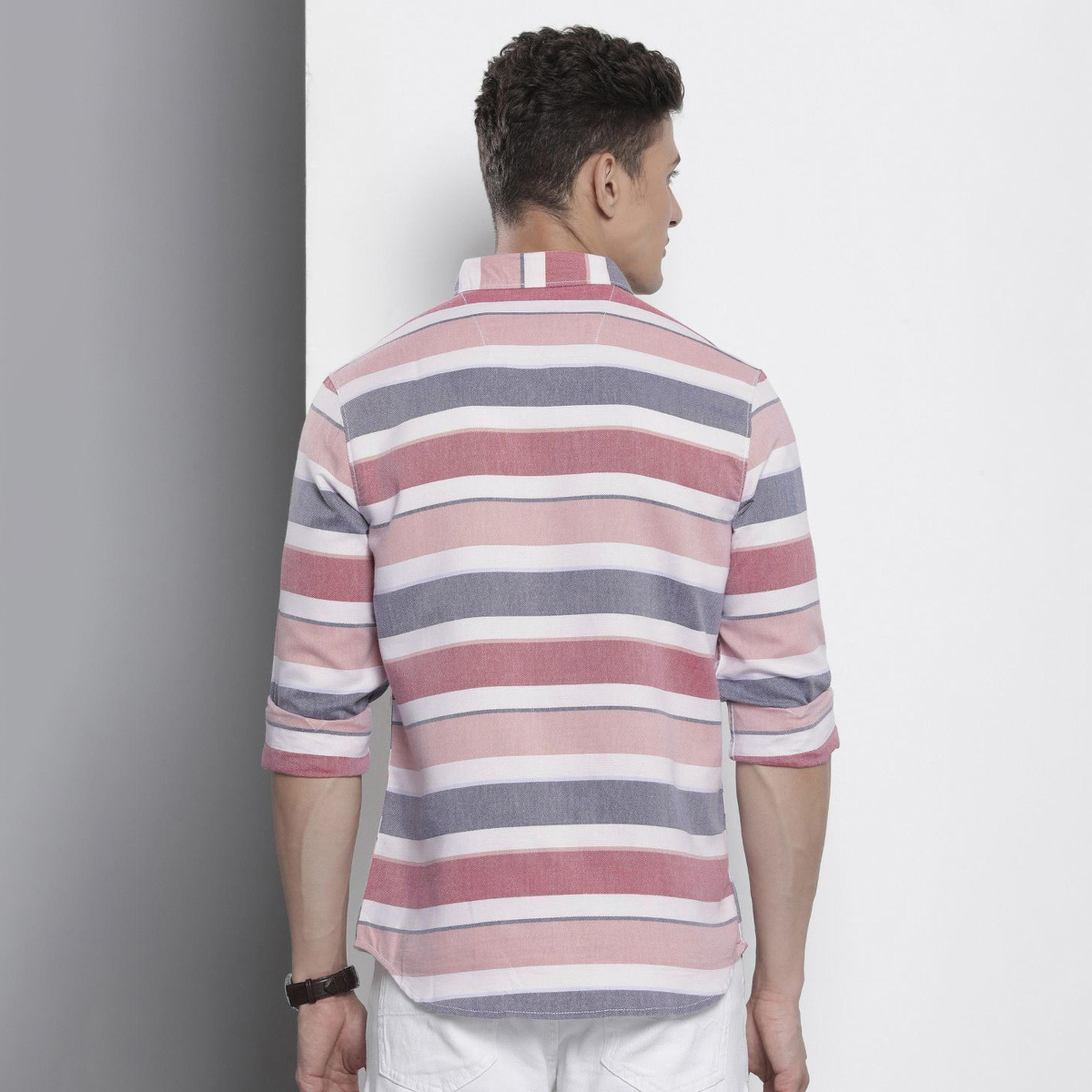 ذا انديان كراج كو × ستايلي - قميص رجالي كاجوال مخطط لون وردي-men-clothing-shirts-image-3