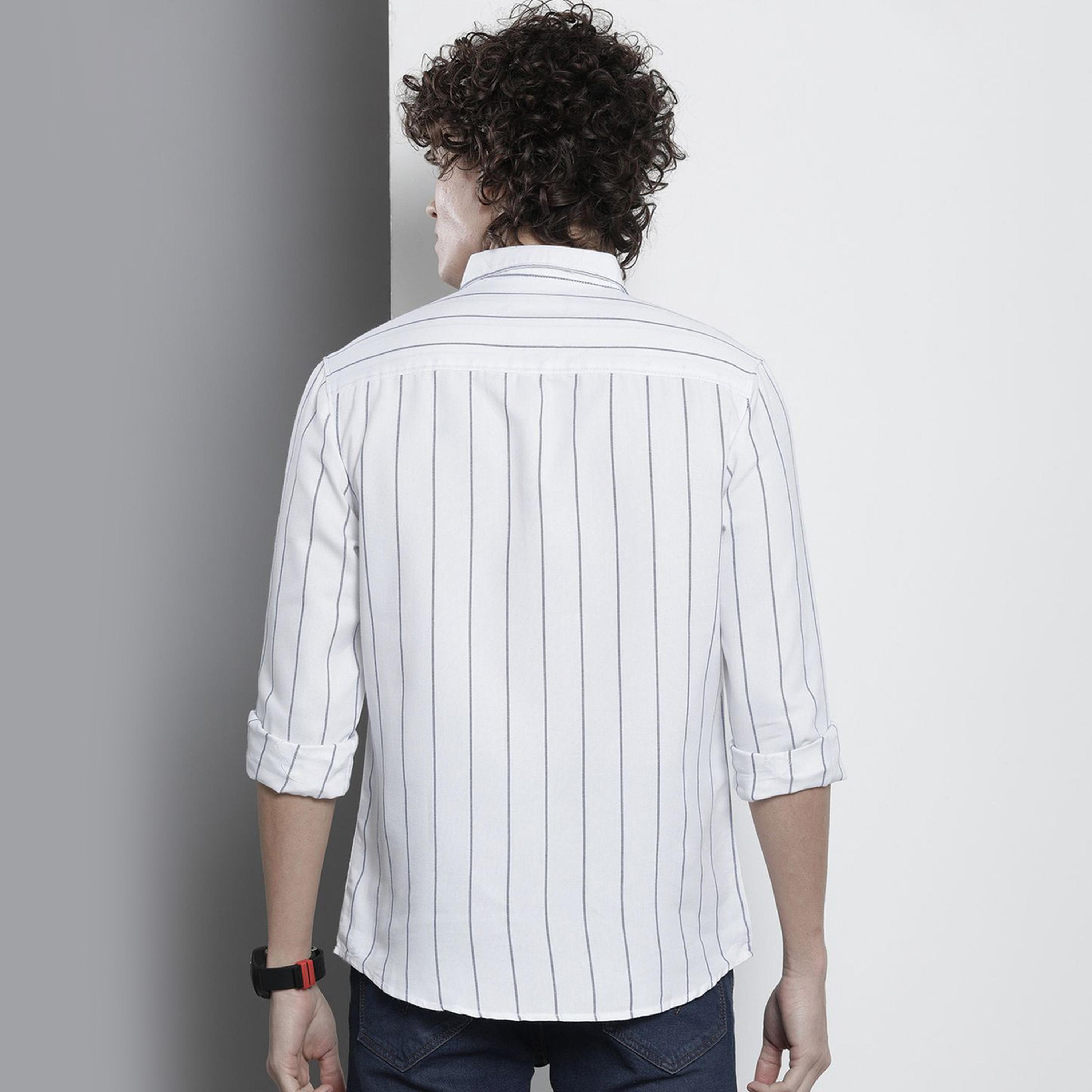 The Indian Garage Co X Styli Men White Striped Slim Collar Shirt-men-clothing-shirts-image-3