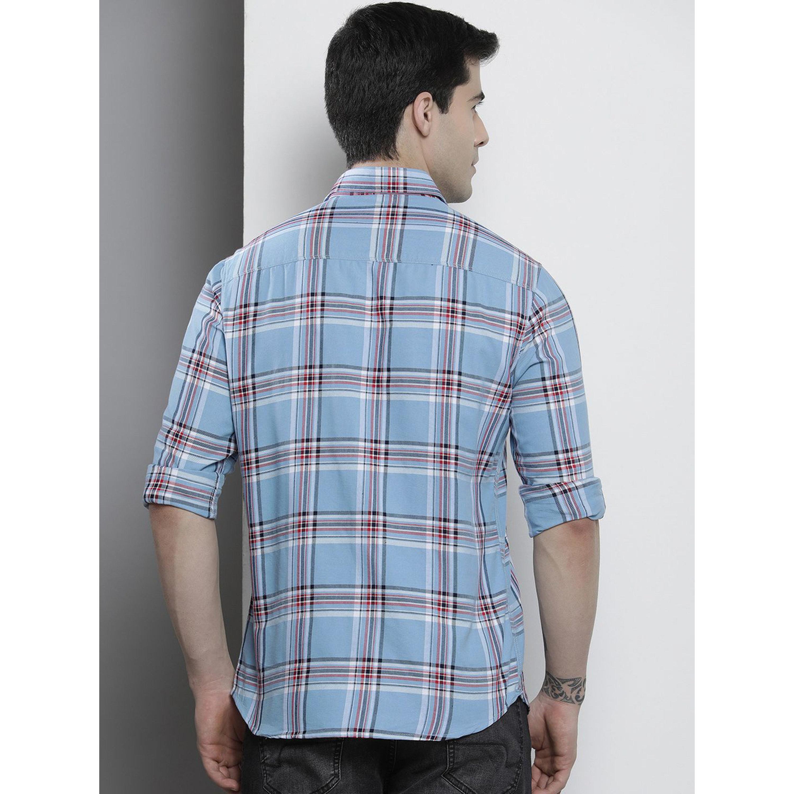 ذا انديان كراج كو × ستايلي - قميص رجالي أزرق منقوش-men-clothing-shirts-image-4