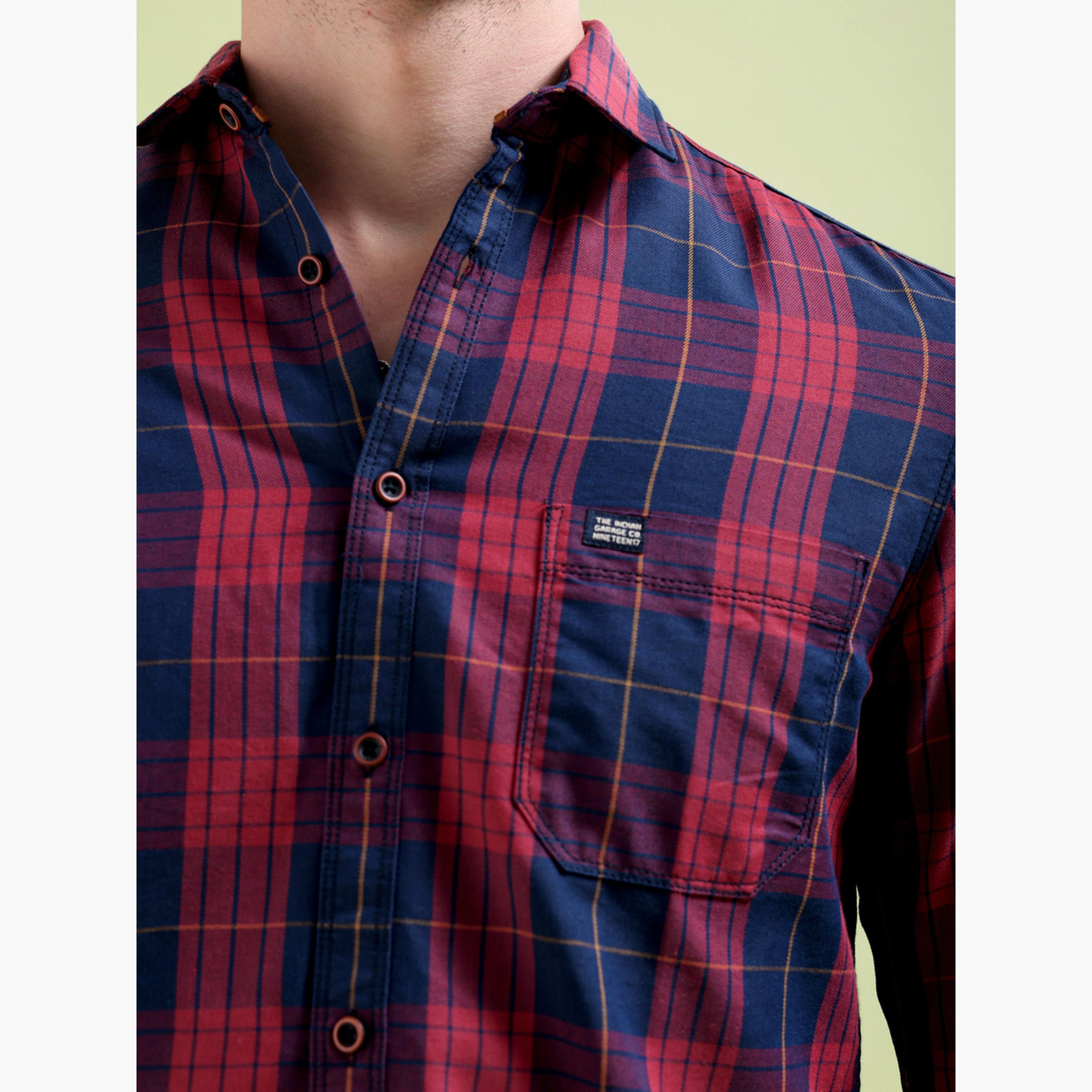 ذا انديان كراج كو × ستايلي - قميص رجالي بطبعة مربعات لون ازرق بحري-men-clothing-shirts-image-5