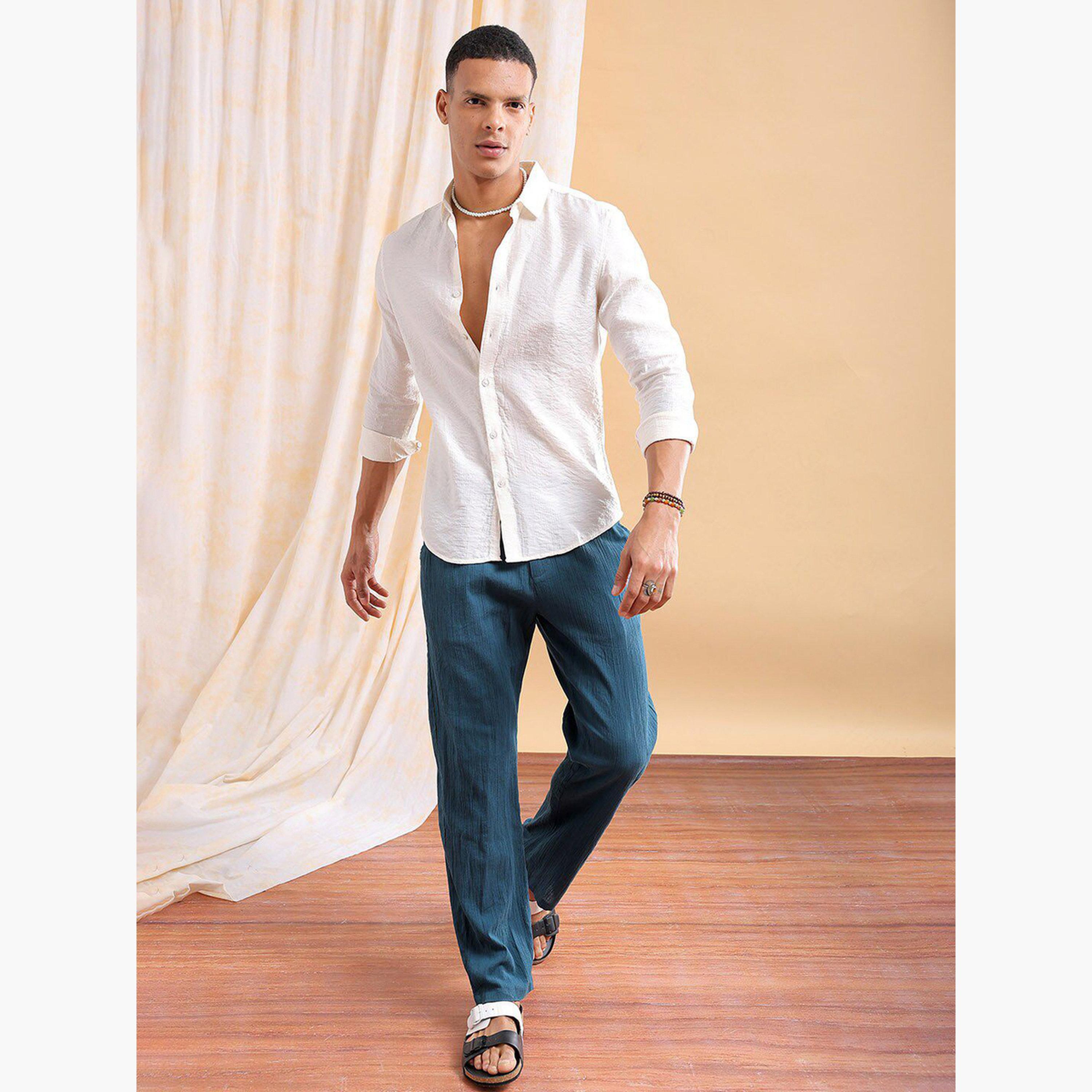 The Indian Garage Co X Styli The Indian Garage Co Slim Fit Khaki Striped Shirt-men-clothing-shirts-image-2