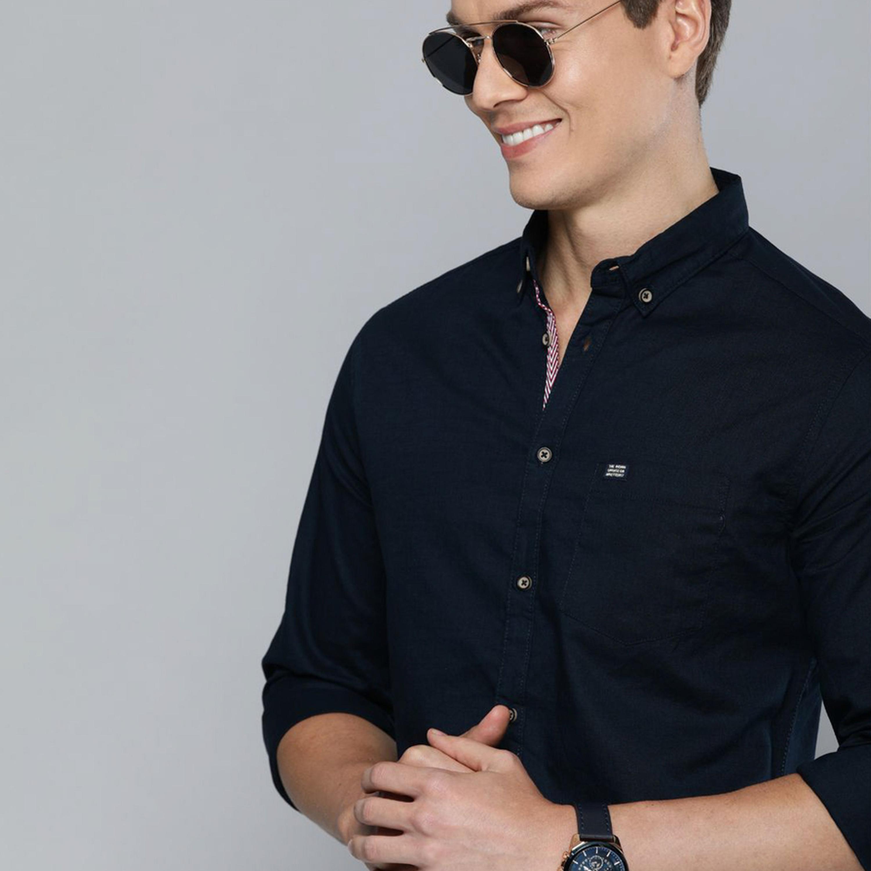 The Indian Garage Co X Styli Men Navy Slim Fit Button-Down Collar Shirt-men-clothing-shirts-image-2