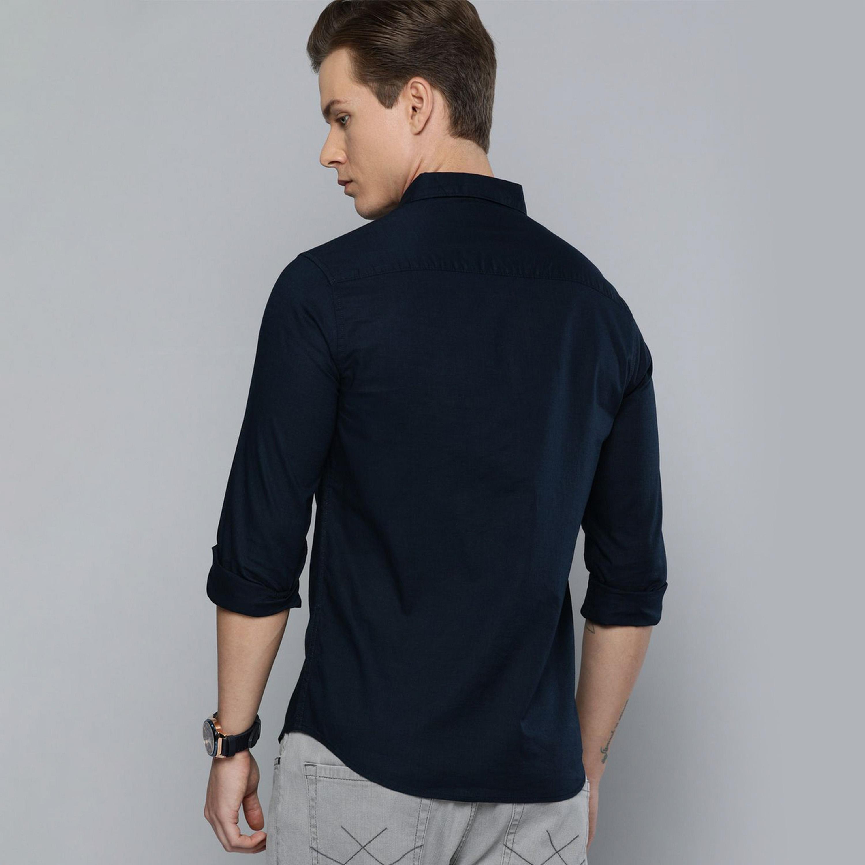 The Indian Garage Co X Styli Men Navy Slim Fit Button-Down Collar Shirt-men-clothing-shirts-image-4