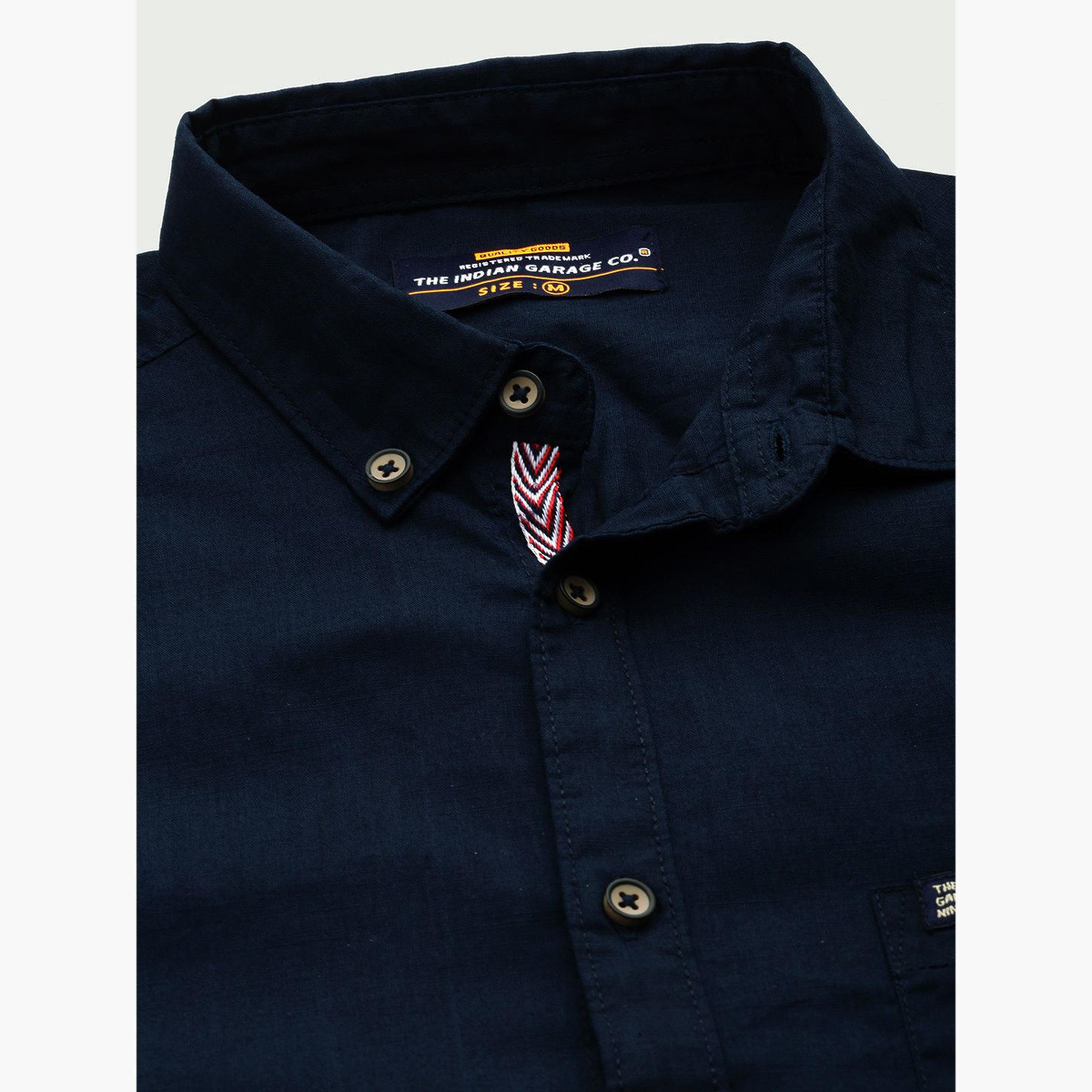 The Indian Garage Co X Styli Men Navy Slim Fit Button-Down Collar Shirt-men-clothing-shirts-image-5