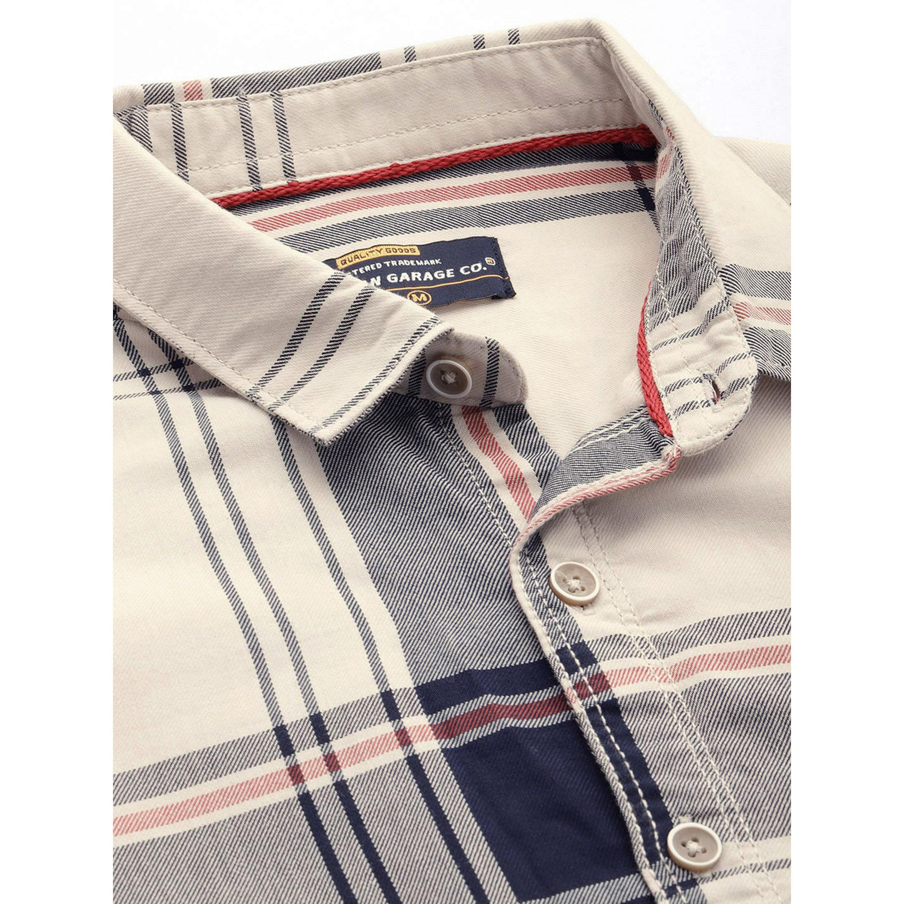 ذا انديان كراج كو × ستايلي - قميص رجالي تصميم نحيف منقوش لون كريمي-men-clothing-shirts-image-6