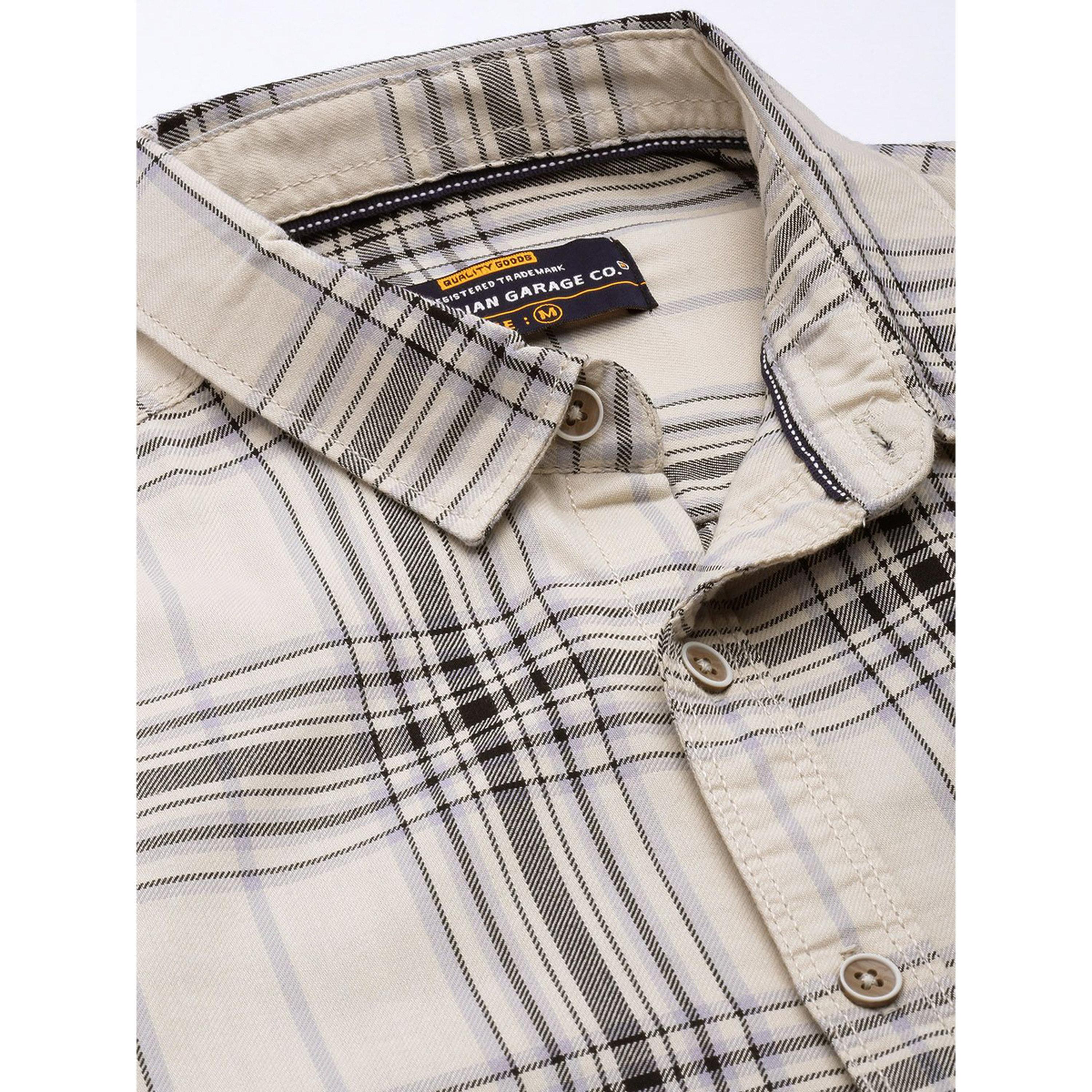 The Indian Garage Co X Styli Men Cream Plaid Slim Fit Shirt-men-clothing-shirts-image-5