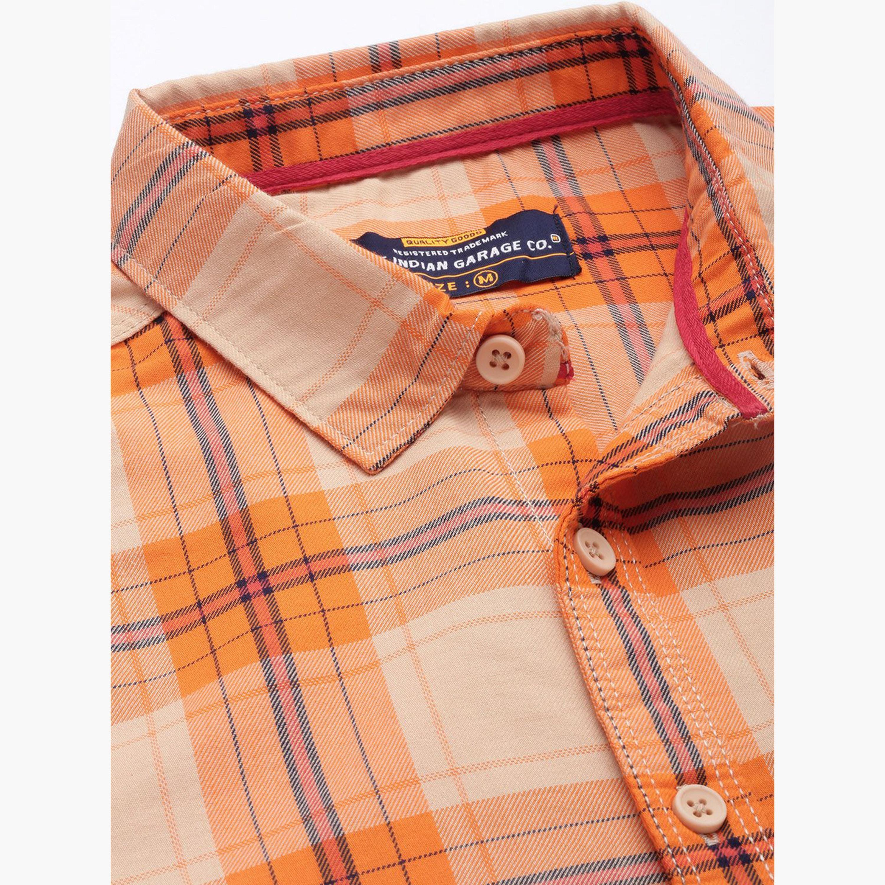 ذا انديان كراج كو × ستايلي - قميص رجالي منقوش كاجوال لون برتقالي-men-clothing-shirts-image-5