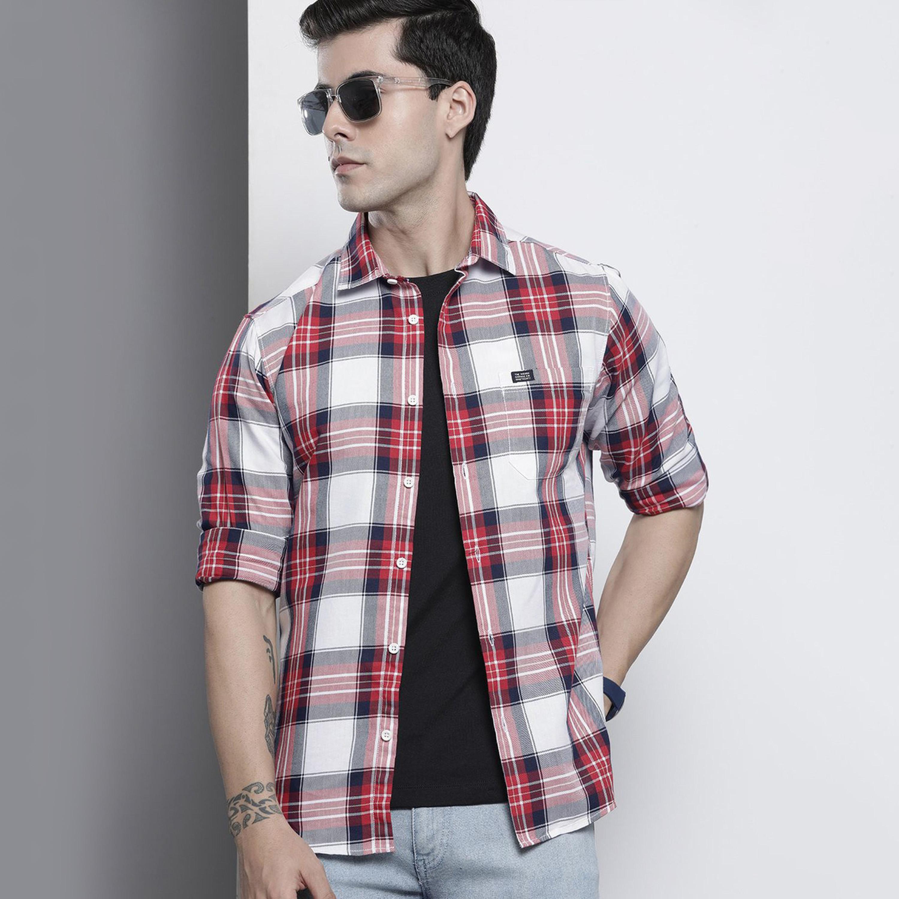 The Indian Garage Co X Styli Men Red Checkered Regular Fit Shirt-men-clothing-shirts-image-1