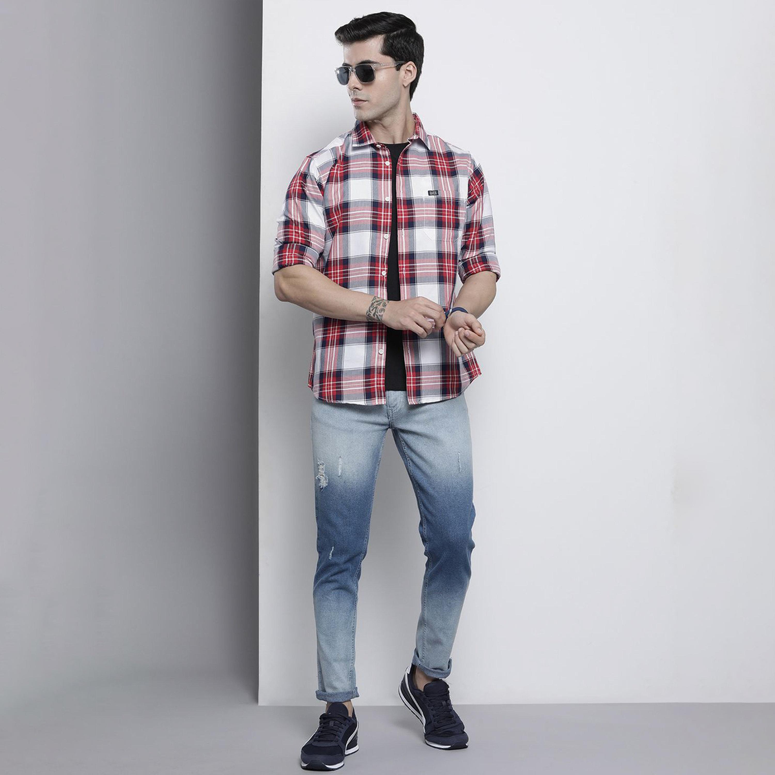 The Indian Garage Co X Styli Men Red Checkered Regular Fit Shirt-men-clothing-shirts-image-2