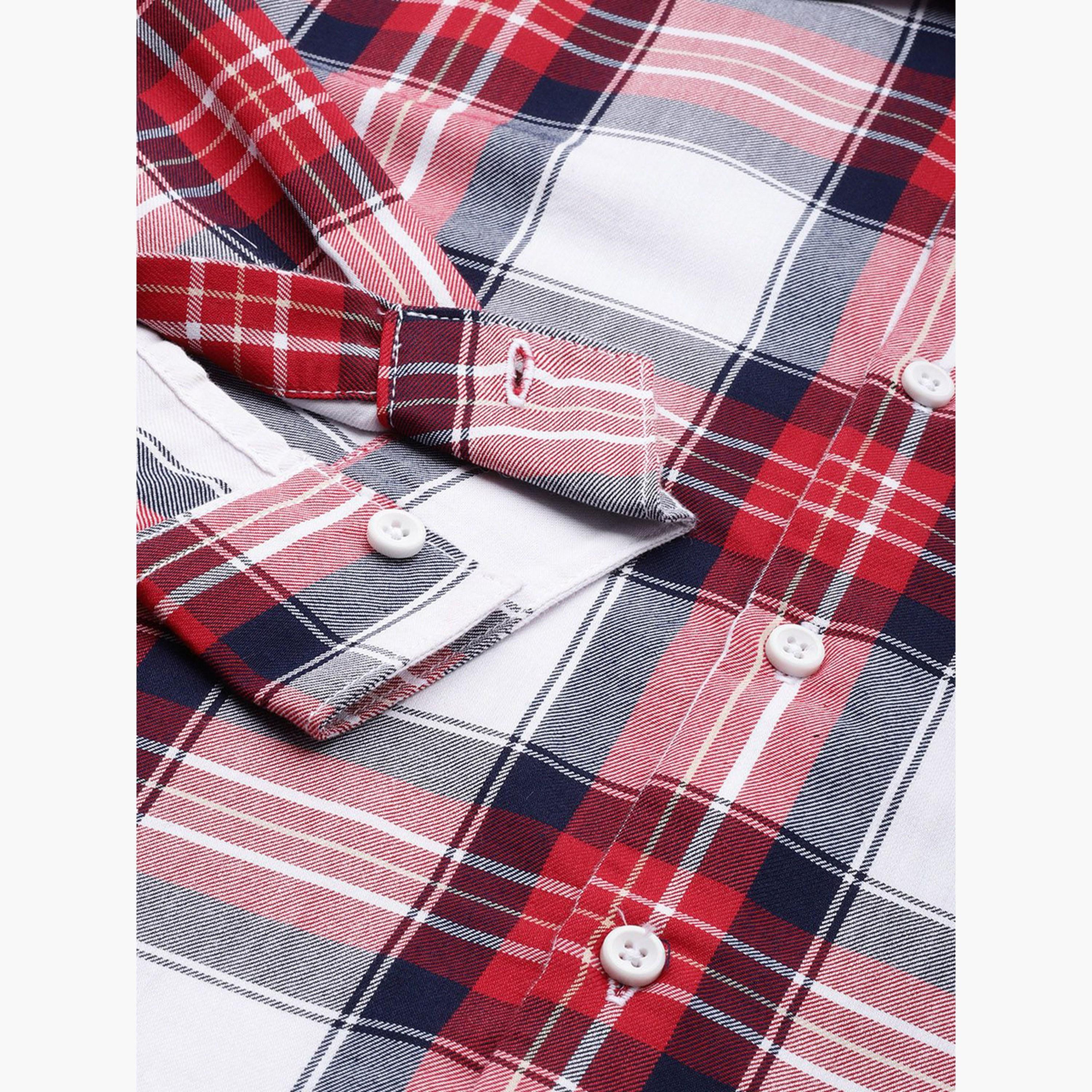 The Indian Garage Co X Styli Men Red Checkered Regular Fit Shirt-men-clothing-shirts-image-3