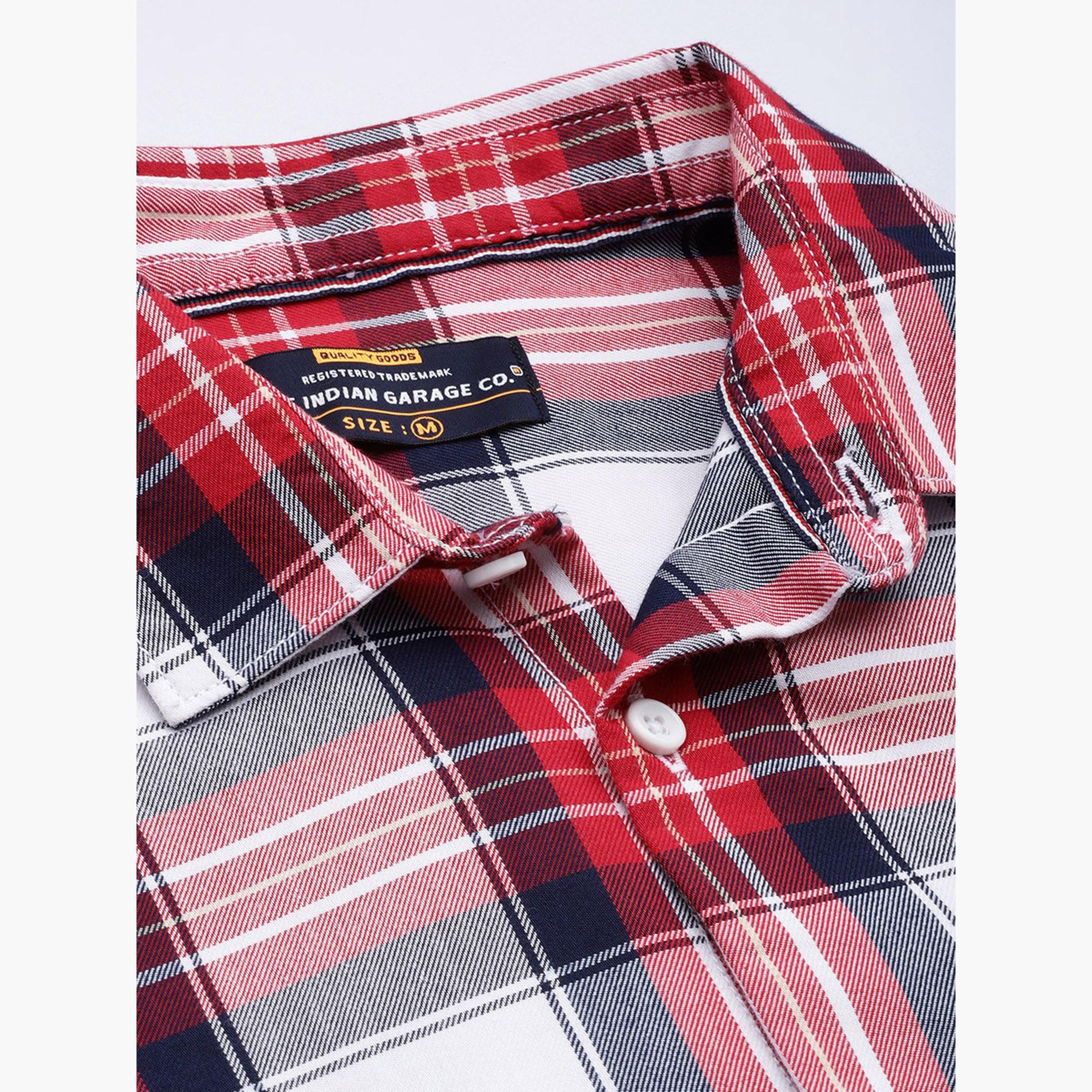 The Indian Garage Co X Styli Men Red Checkered Regular Fit Shirt-men-clothing-shirts-image-5
