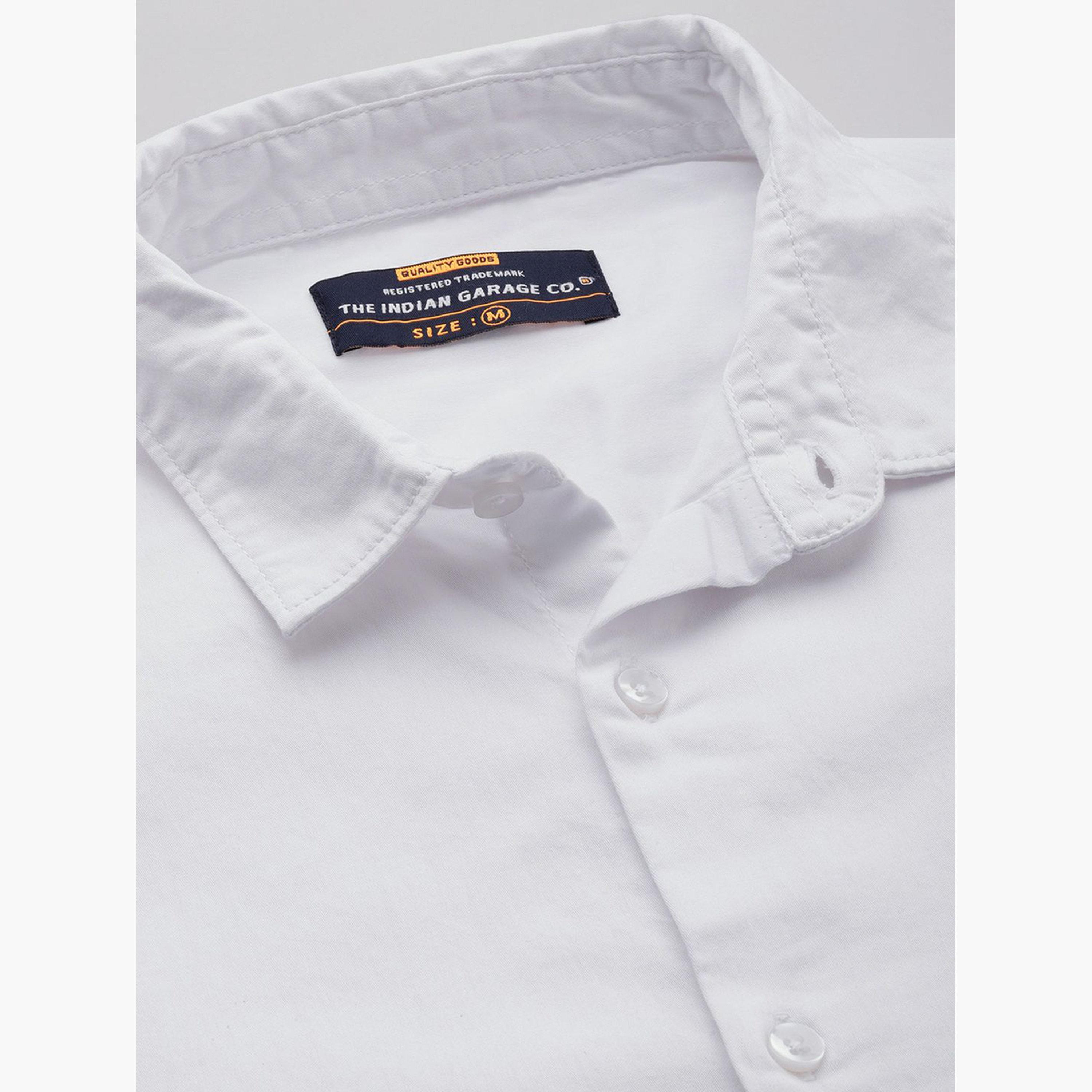 ذا انديان كراج كو × ستايلي - قميص رجالي أبيض سادة بقصّة عادية-men-clothing-shirts-image-5