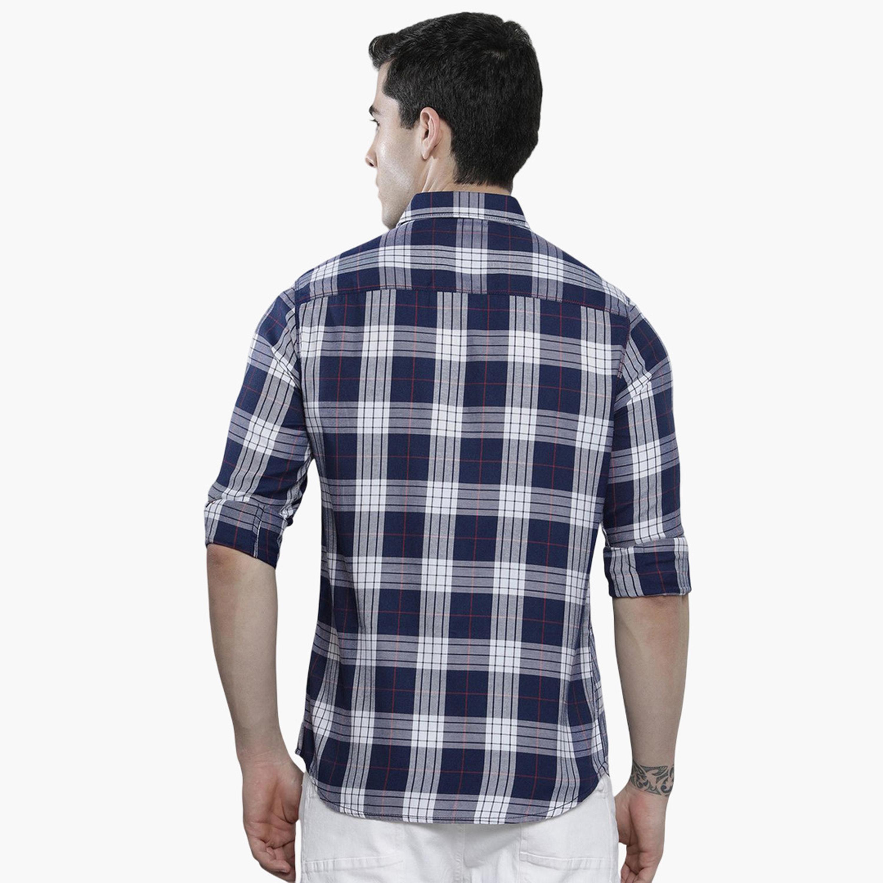ذا انديان كراج كو × ستايلي - قميص رجالي كاجوال منقوش لون أزرق داكن-men-clothing-shirts-image-3