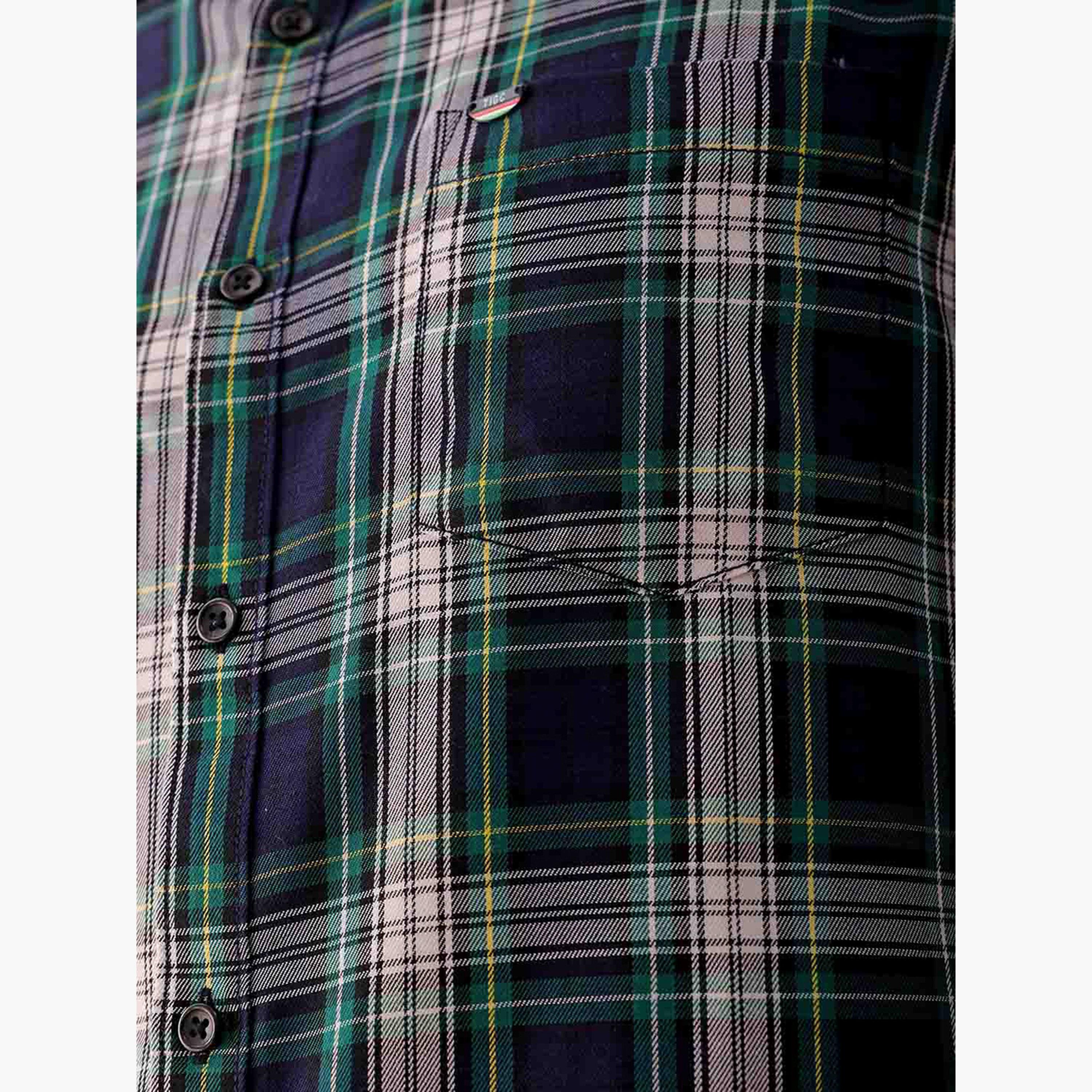 ذا انديان كراج كو × ستايلي - قميص رجالي أزرق منقوش تصميم نحيف-men-clothing-shirts-image-6