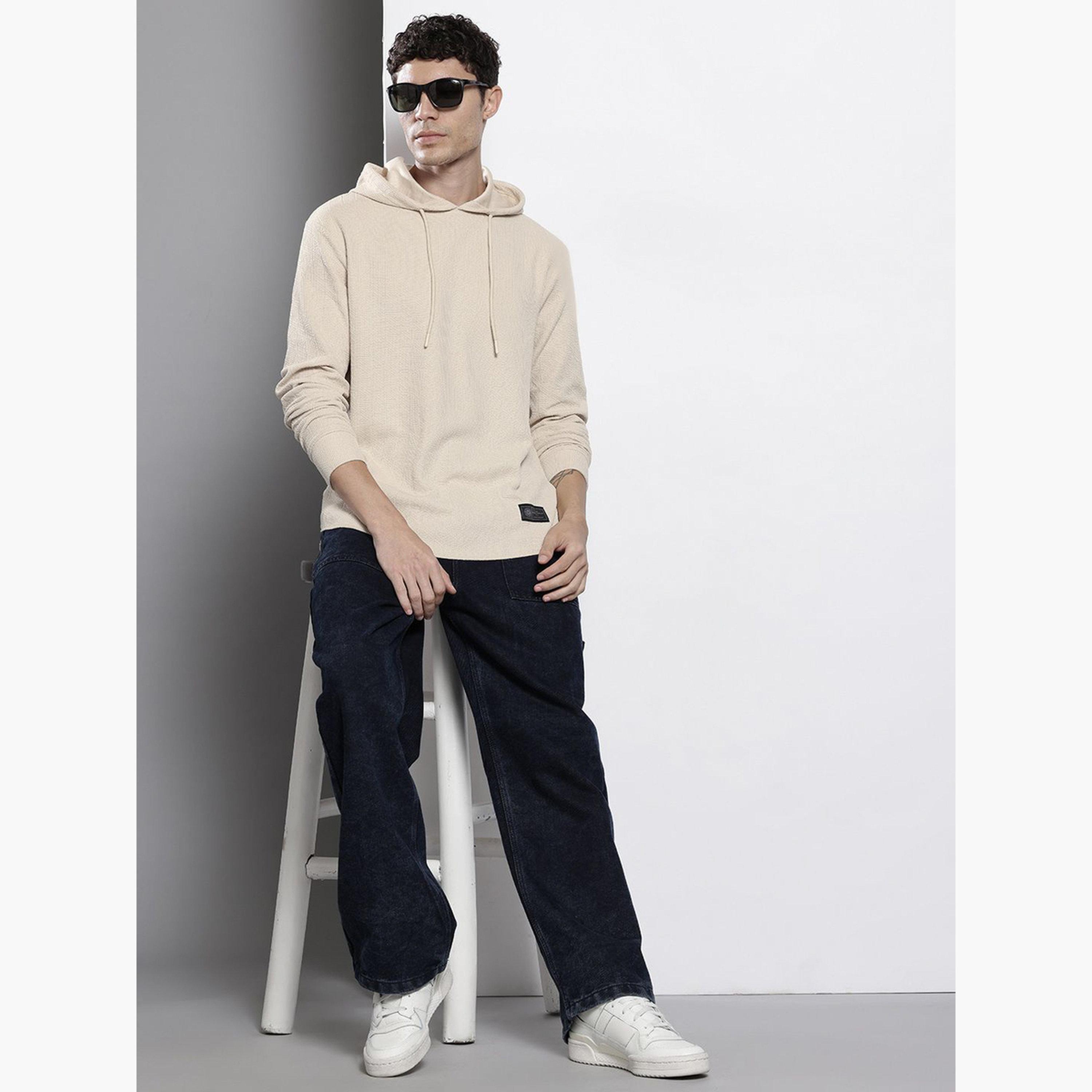 The Indian Garage Co X Styli Textured Hooded Neck Long Sleeves Men's Knitted Hoodie-men-winterwear-hoodiesandsweatshirts-image-2
