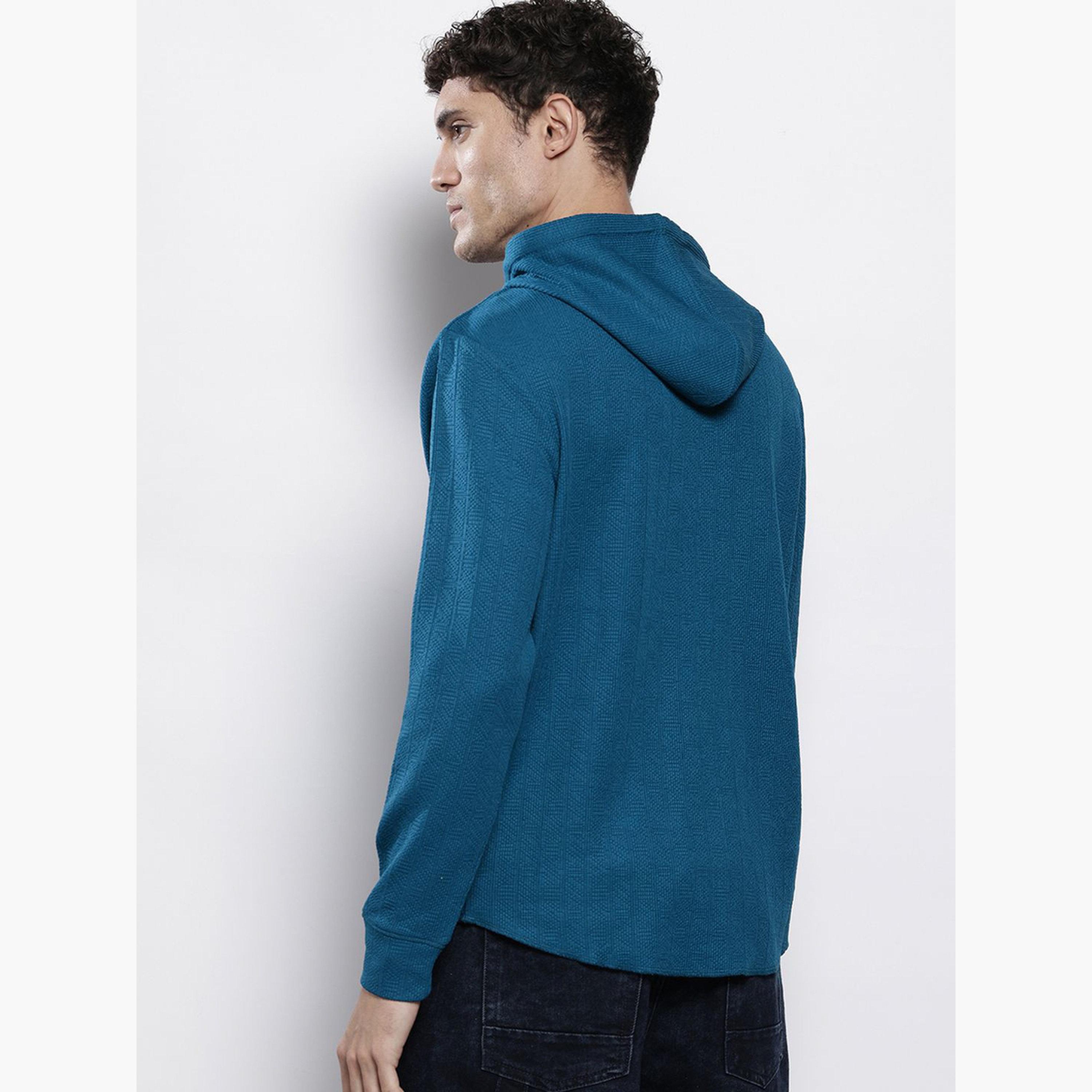 ذا انديان كراج كو × ستايلي - هودي رجالي محبوك لون الأزرق-men-winterwear-hoodiesandsweatshirts-image-3