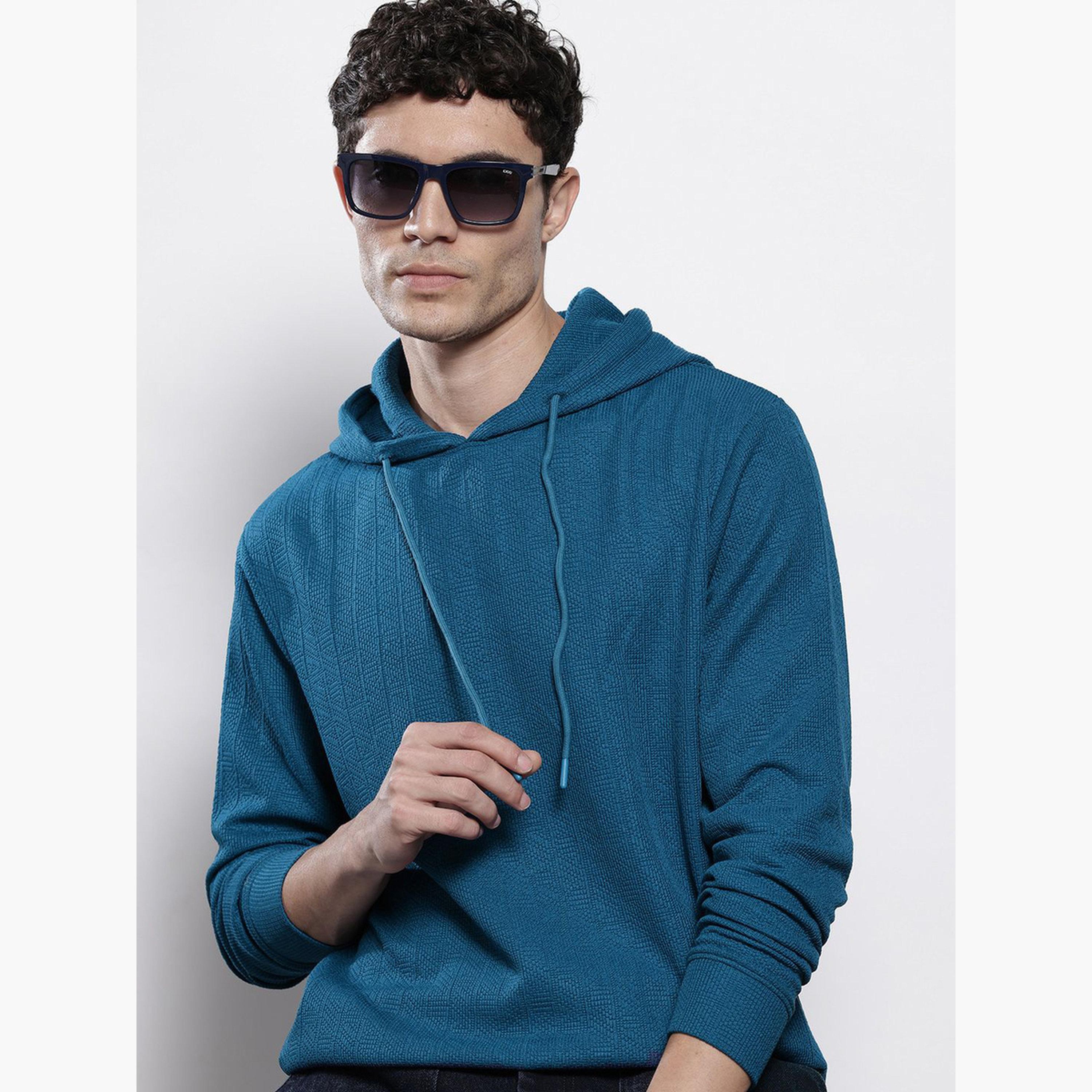 ذا انديان كراج كو × ستايلي - هودي رجالي محبوك لون الأزرق-men-winterwear-hoodiesandsweatshirts-image-4