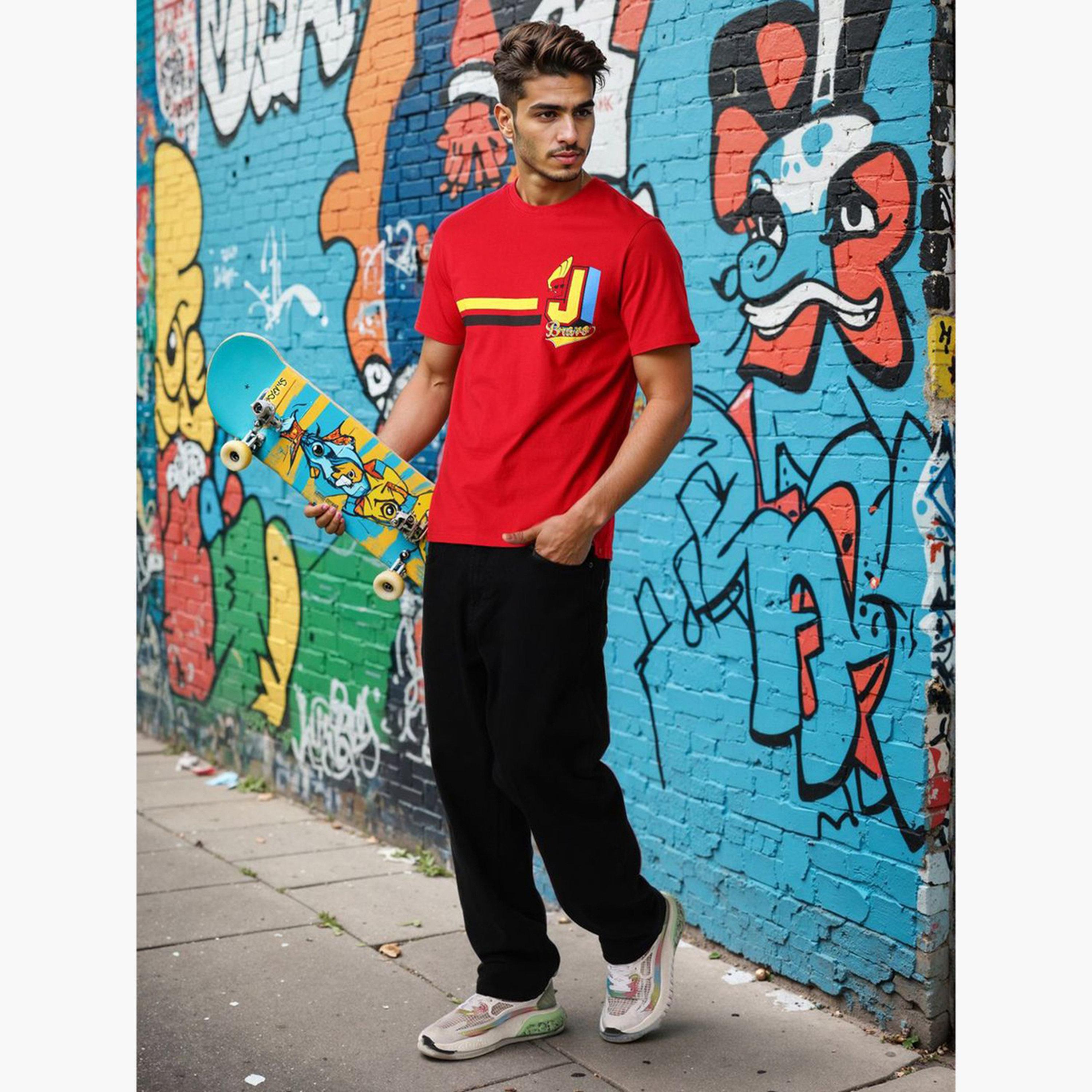 The Indian Garage Co X Styli Men Red Slim Fit Graphic T-Shirt-men-clothing-tshirtsandpolos-tshirts-image-2