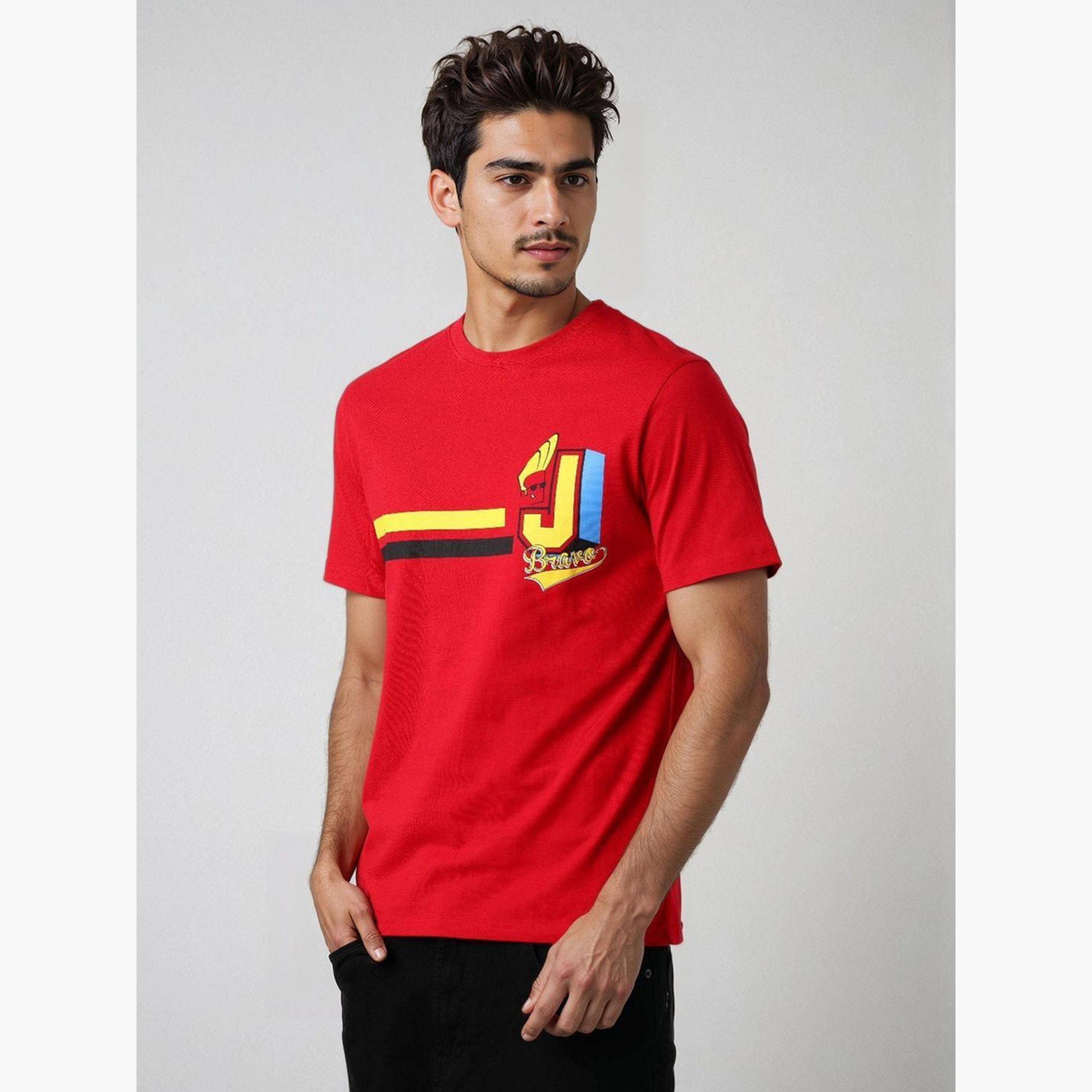 ذا انديان كراج كو × ستايلي - تي شيرت رجالي تصميم نحيف رسومات غرافيكية لون أحمر-men-clothing-tshirtsandpolos-tshirts-image-3