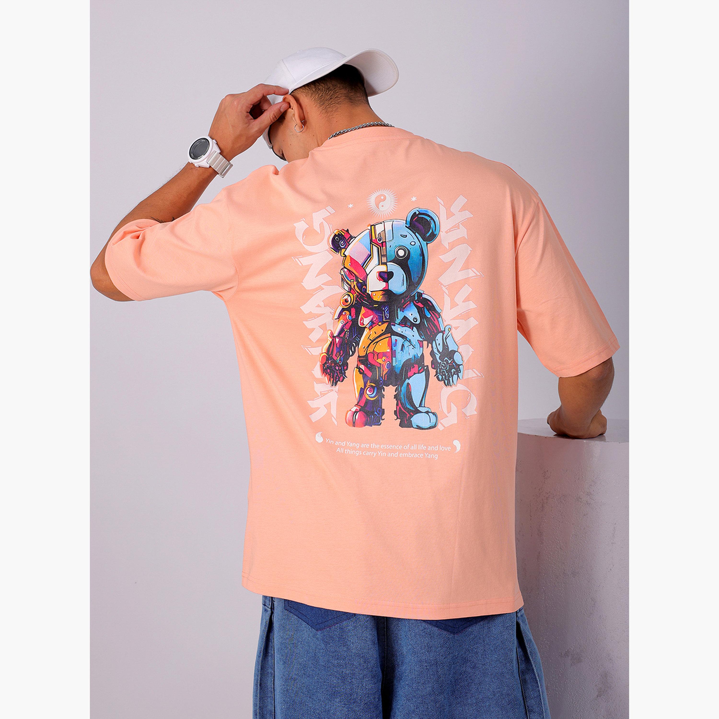 The Indian Garage Co X Styli Peach Graphic Print Boxy T-Shirt-men-clothing-tshirtsandpolos-tshirts-image-2