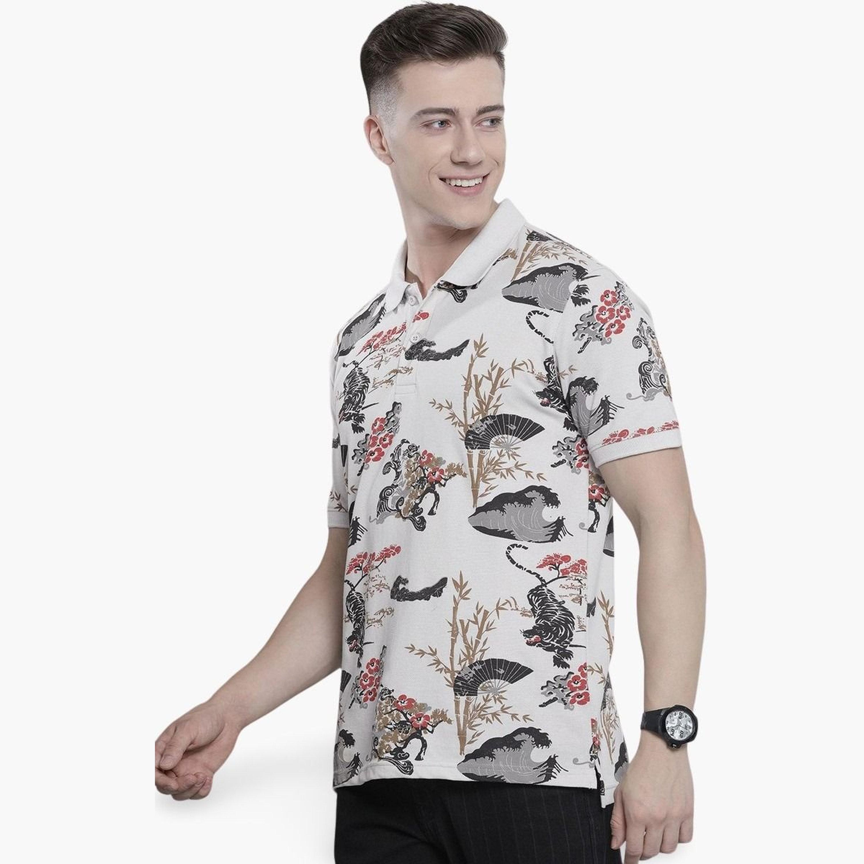 ذا انديان كراج كو × ستايلي - قميص بولو رجالي بطبعة حيوانية لون بيج-men-clothing-tshirtsandpolos-polos-image-1