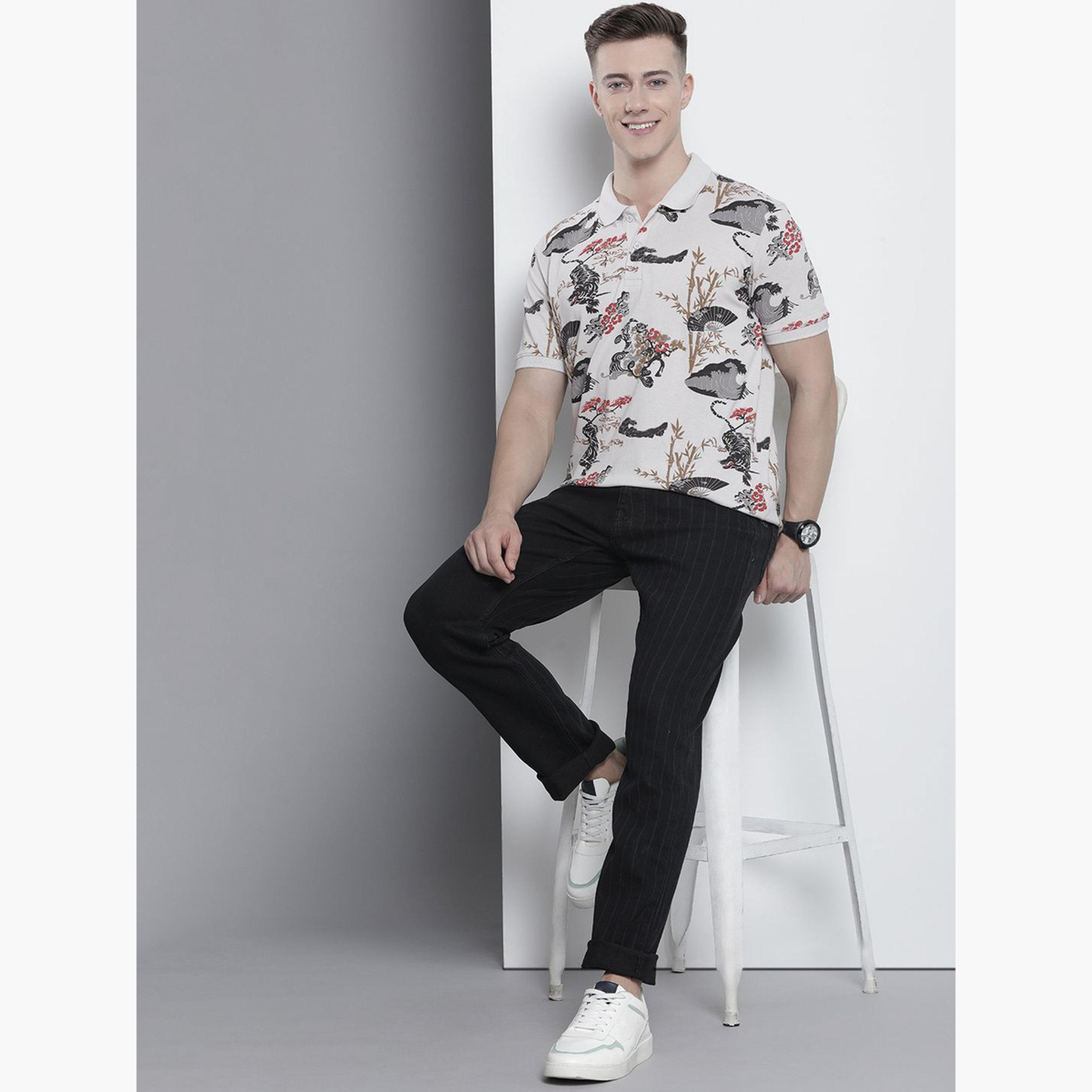 The Indian Garage Co X Styli Men Beige Animal Print Polo-men-clothing-tshirtsandpolos-polos-image-2