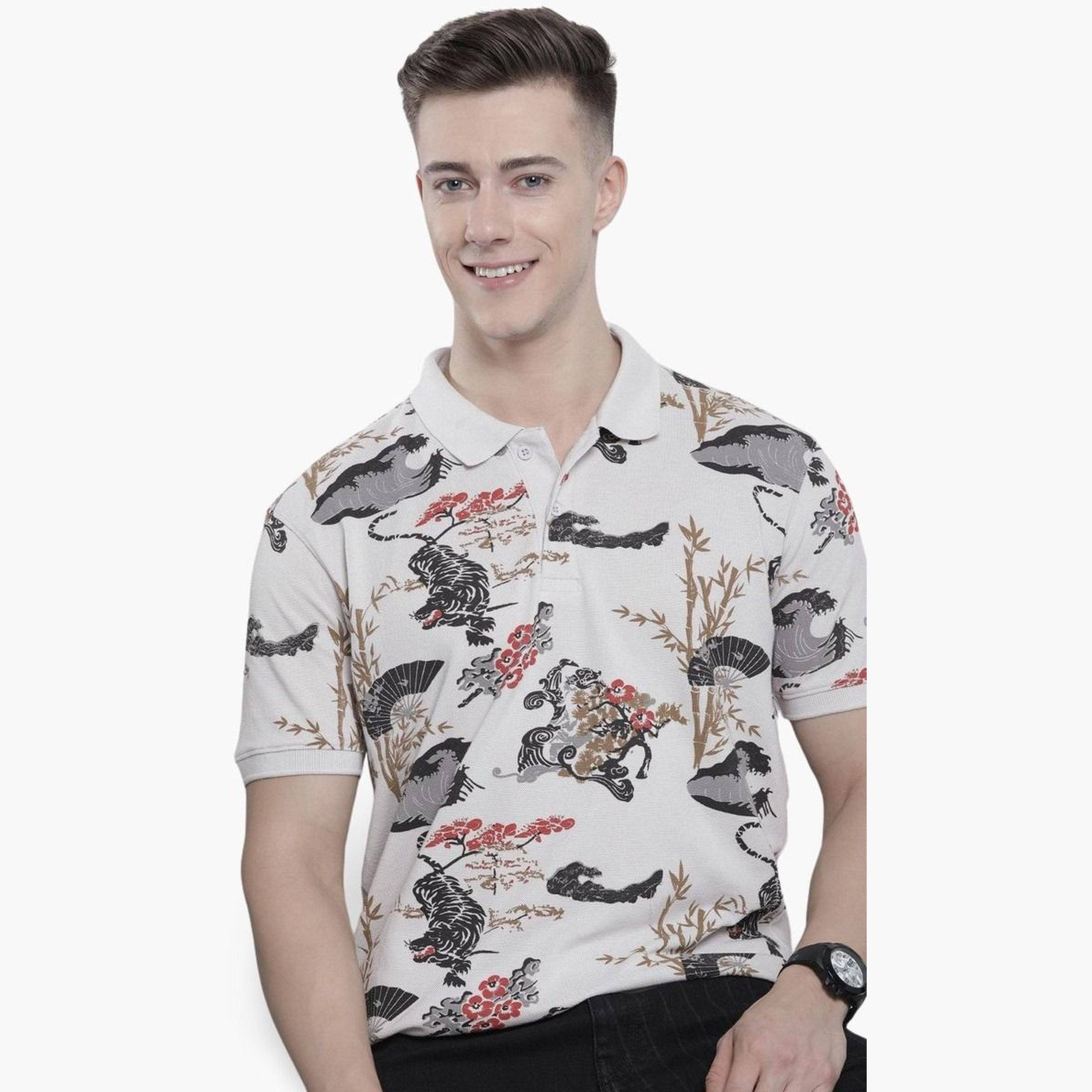 The Indian Garage Co X Styli Men Beige Animal Print Polo-men-clothing-tshirtsandpolos-polos-image-4