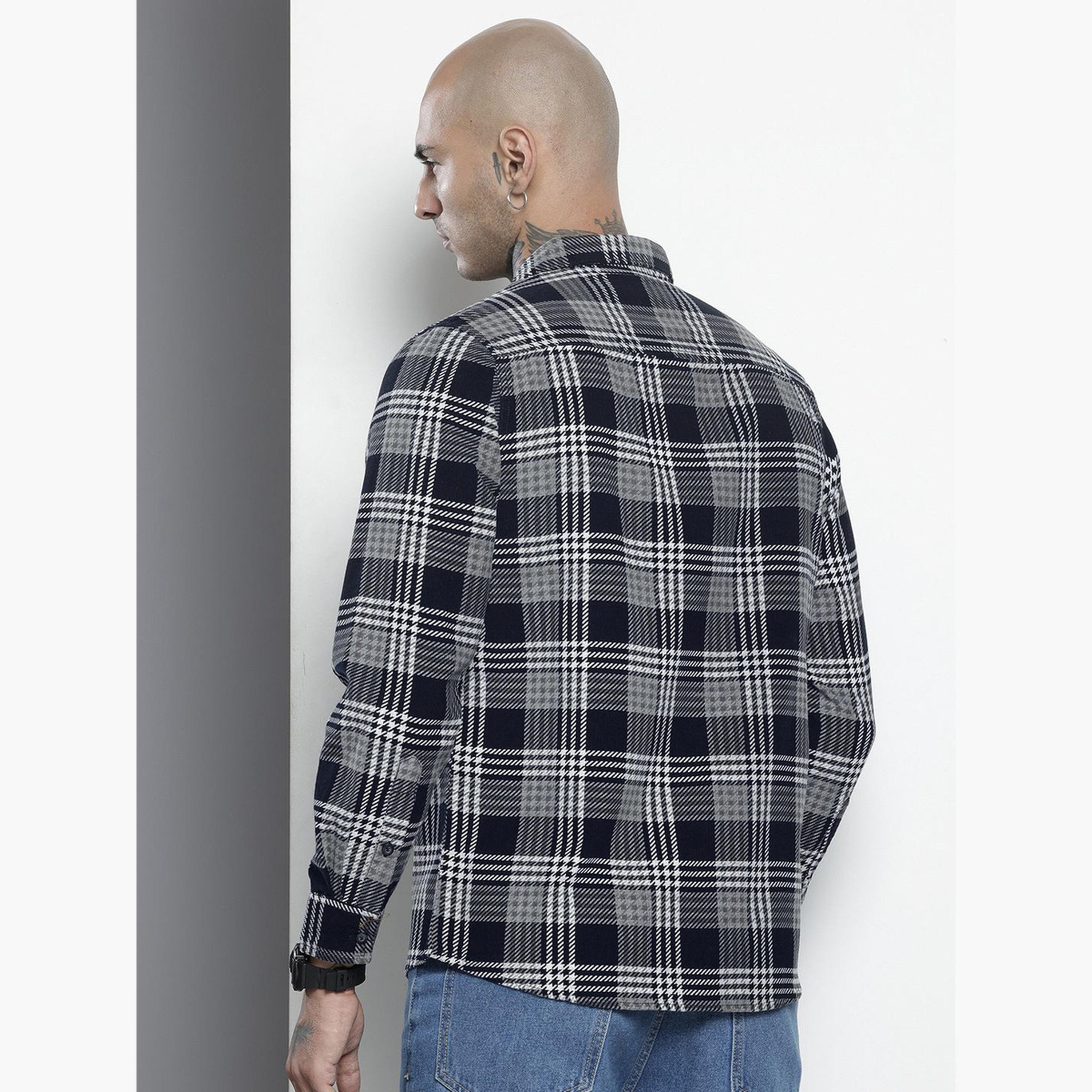ذا انديان كراج كو × ستايلي - قميص رجالي أسود منقوش بقصّة عادية-men-clothing-shirts-image-4