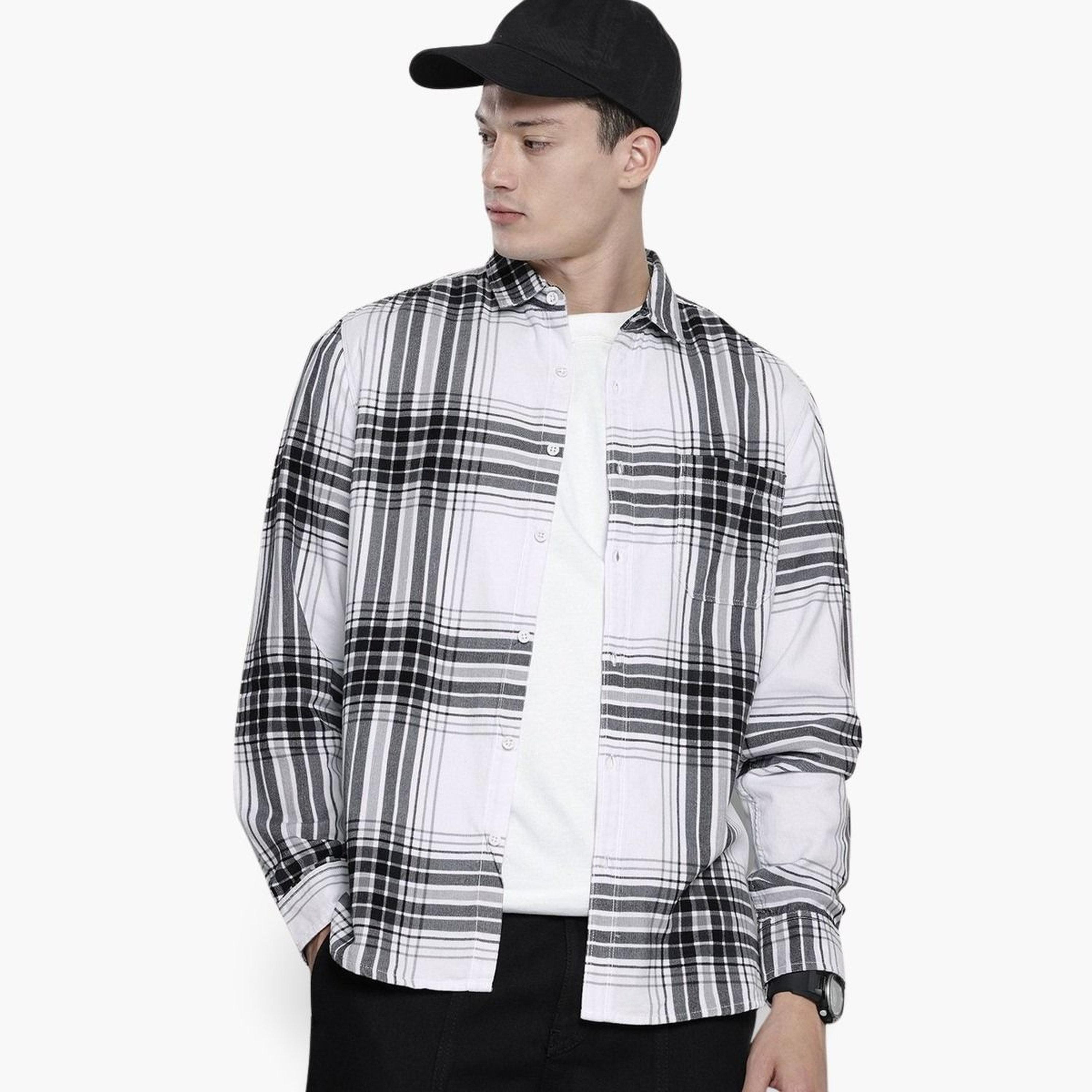 The Indian Garage Co X Styli Men White Regular Fit Checked Shirt-men-clothing-shirts-image-1