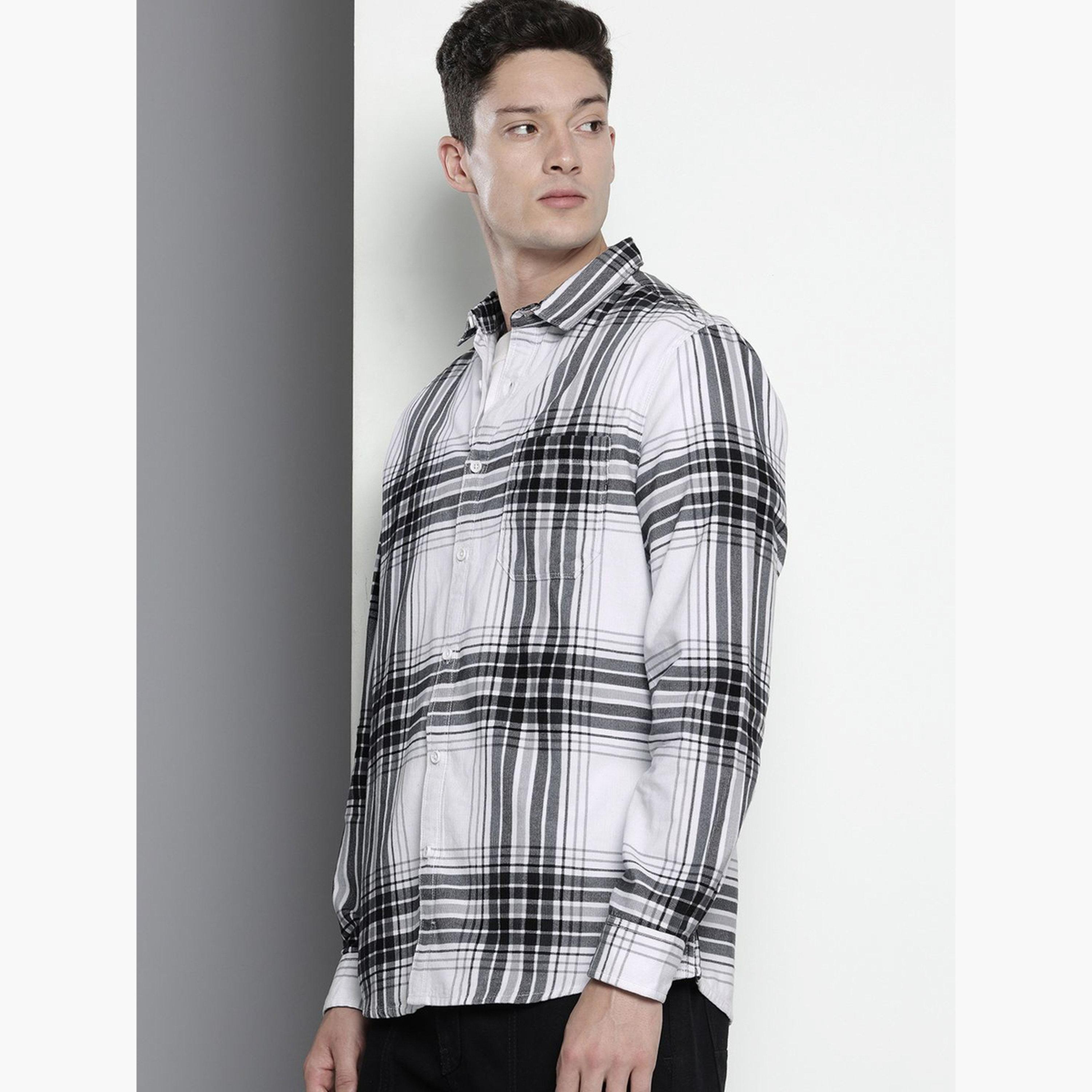 ذا انديان كراج كو × ستايلي - قميص رجالي أبيض منقوش بقصّة عادية-men-clothing-shirts-image-5