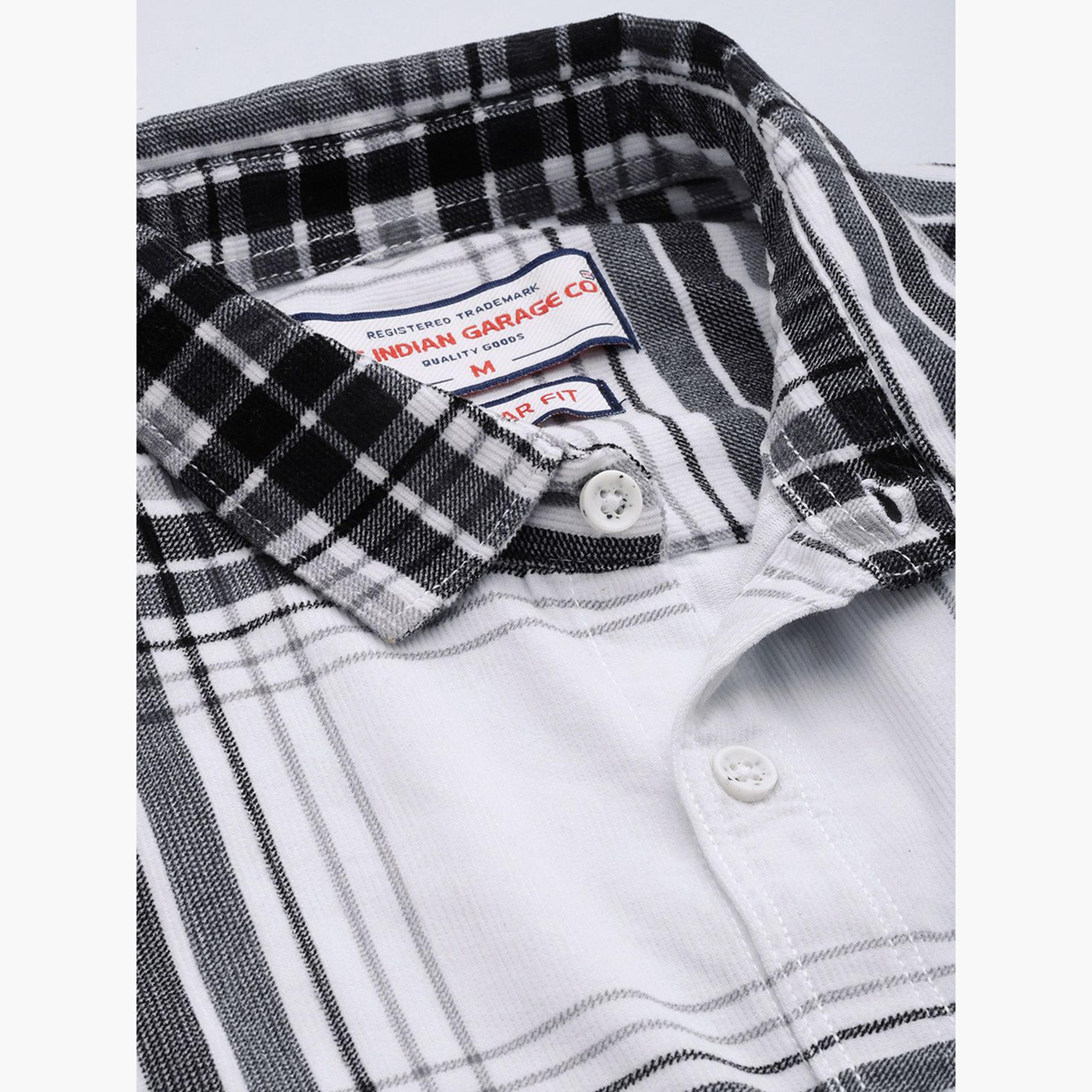 The Indian Garage Co X Styli Men White Regular Fit Checked Shirt-men-clothing-shirts-image-6