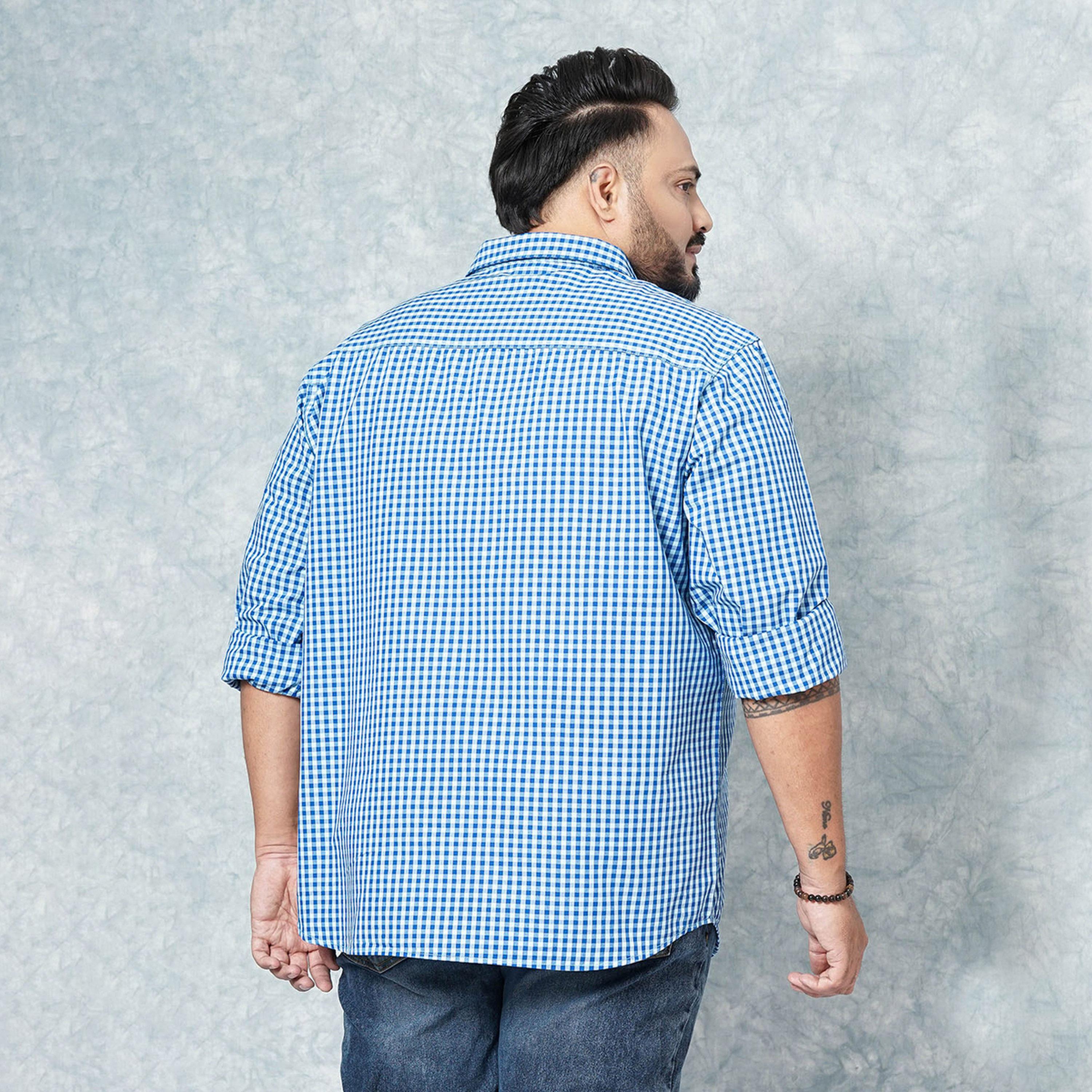 HardSoda X Styli Plus Size Blue Checked Cotton Blend Shirt-men-clothing-shirts-image-5