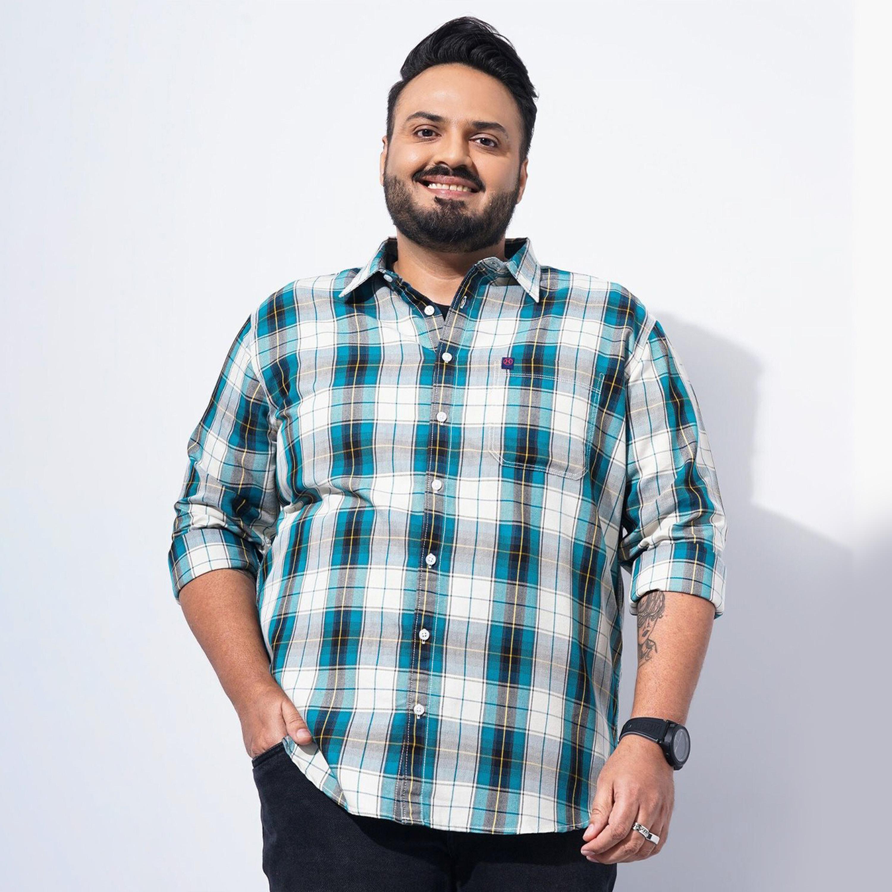 HardSoda X Styli Plus Size Green Checked Casual Shirt-men-clothing-shirts-image-1