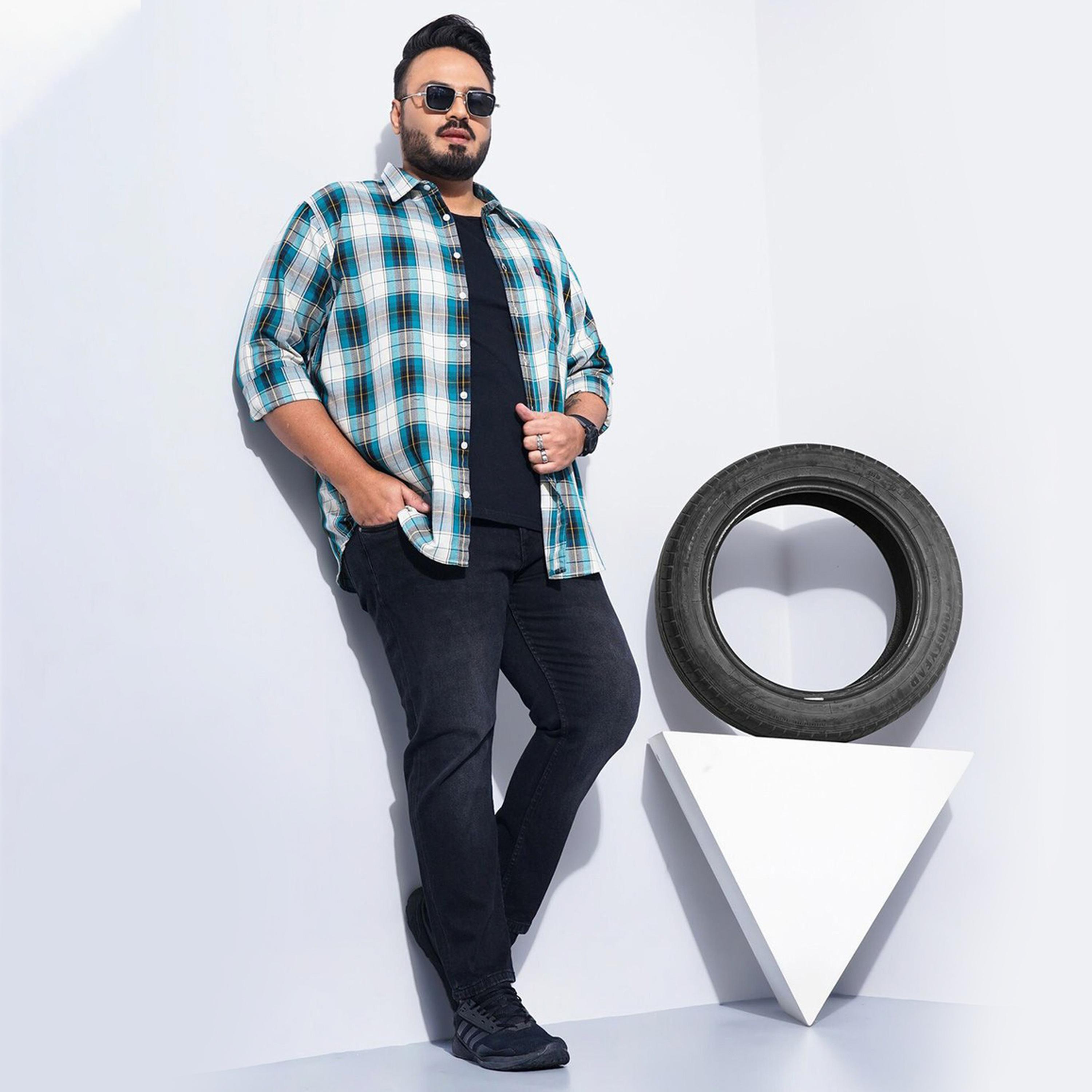 HardSoda X Styli Plus Size Green Checked Casual Shirt-men-clothing-shirts-image-2