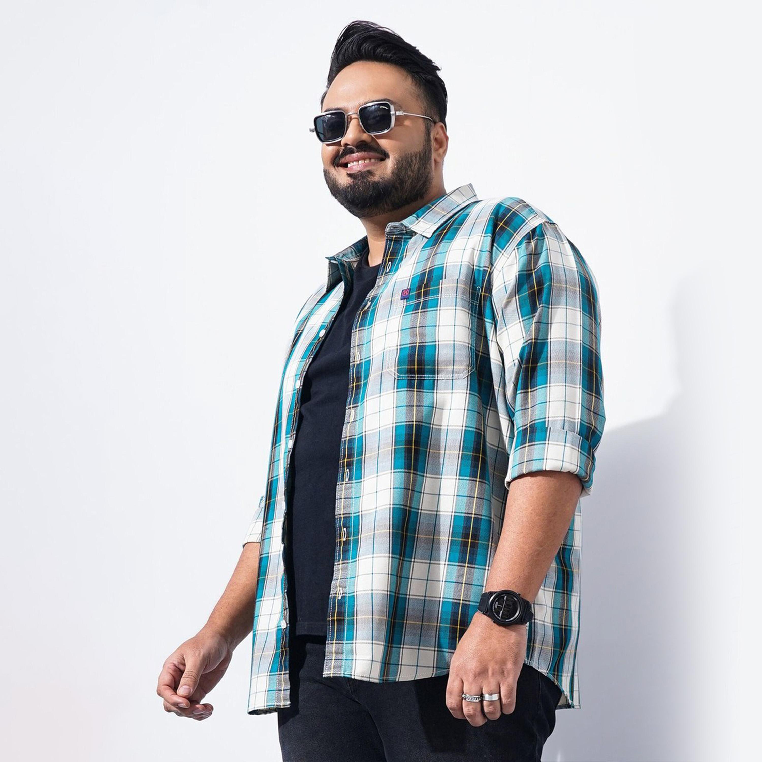 HardSoda X Styli Plus Size Green Checked Casual Shirt-men-clothing-shirts-image-3