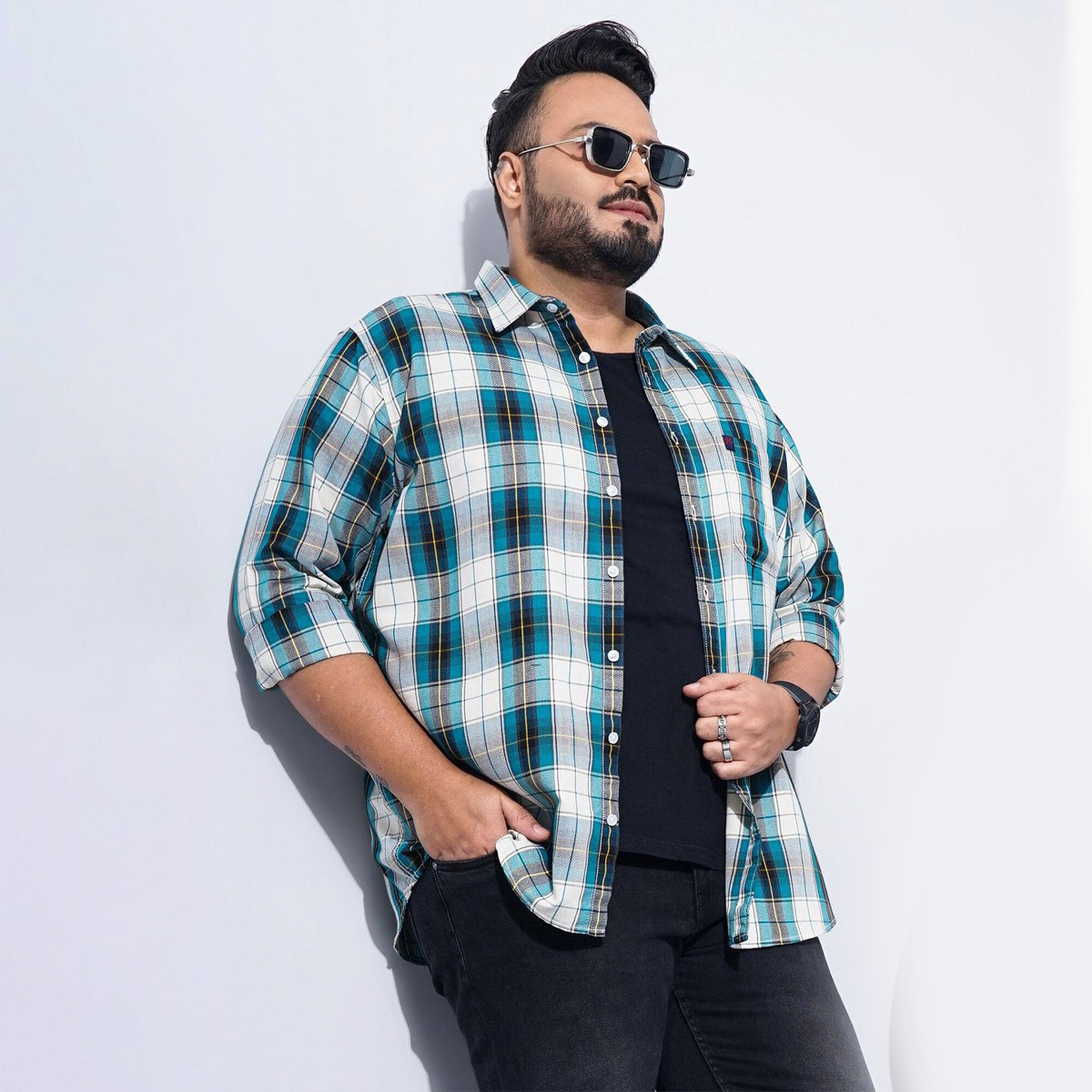 HardSoda X Styli Plus Size Green Checked Casual Shirt-men-clothing-shirts-image-4