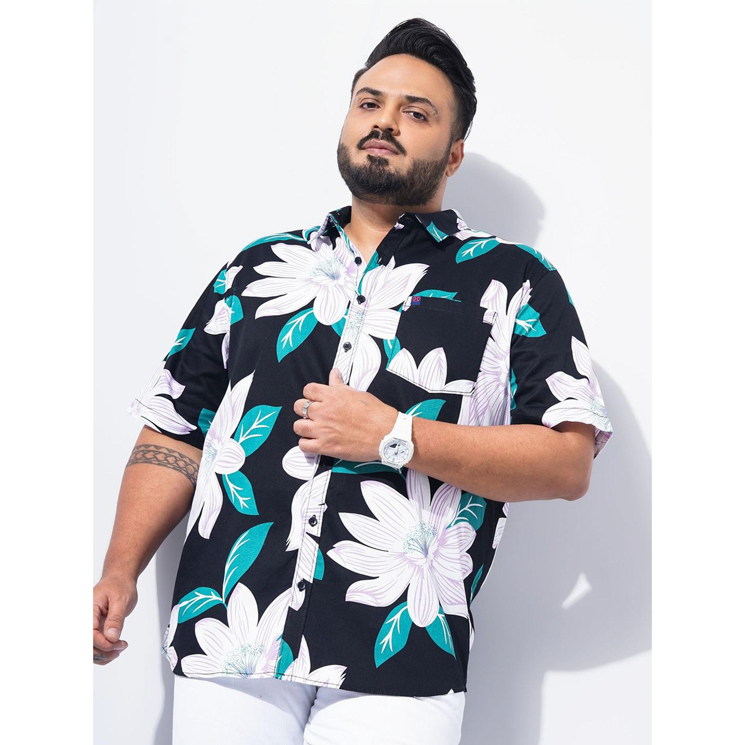 هارد صودا × ستايلي - قميص بأكمام قصيرة وبطبعة زهور مقاس كبير-men-clothing-shirts-image-4