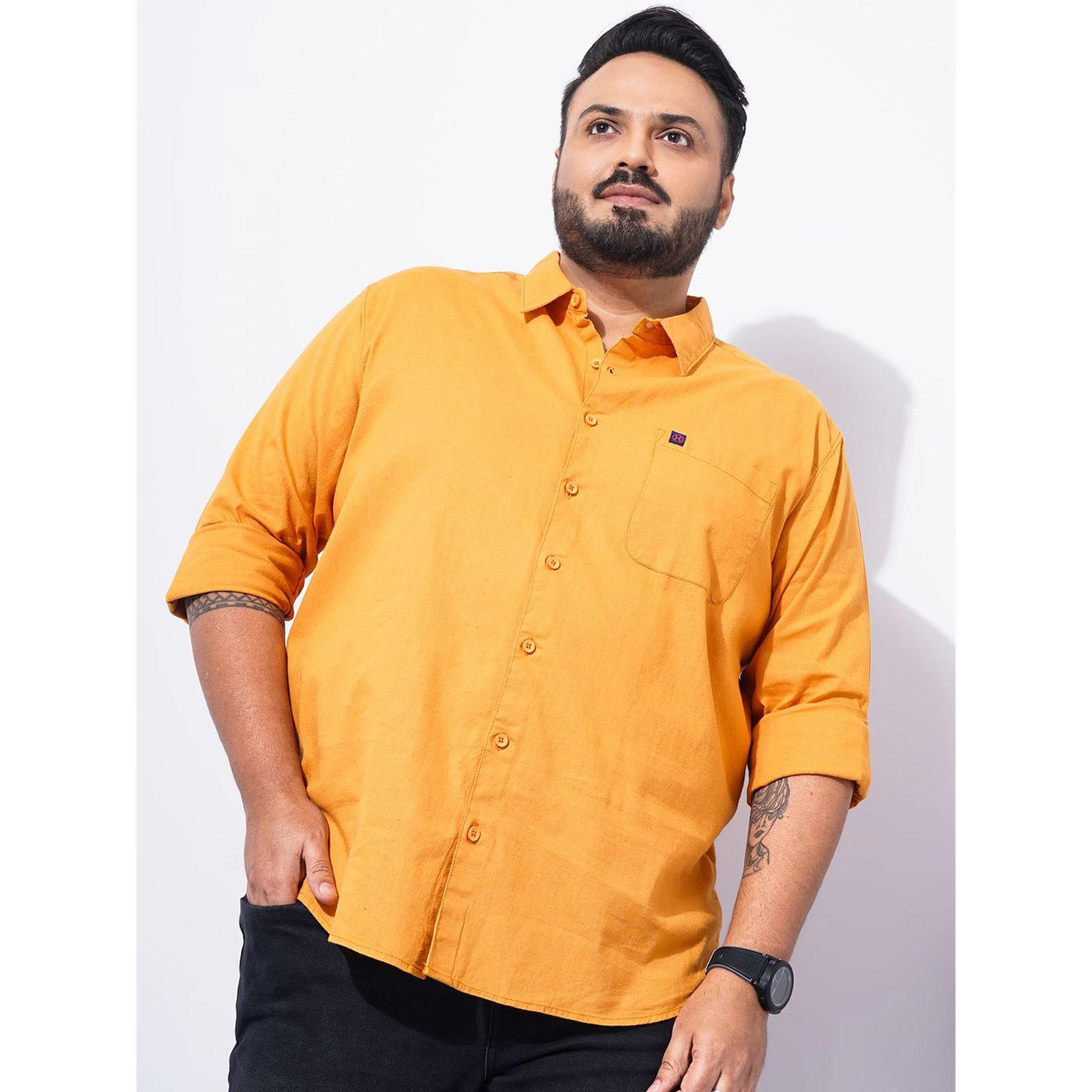 HardSoda X Styli Plus Size Orange Cotton Casual Shirt-men-clothing-shirts-image-2