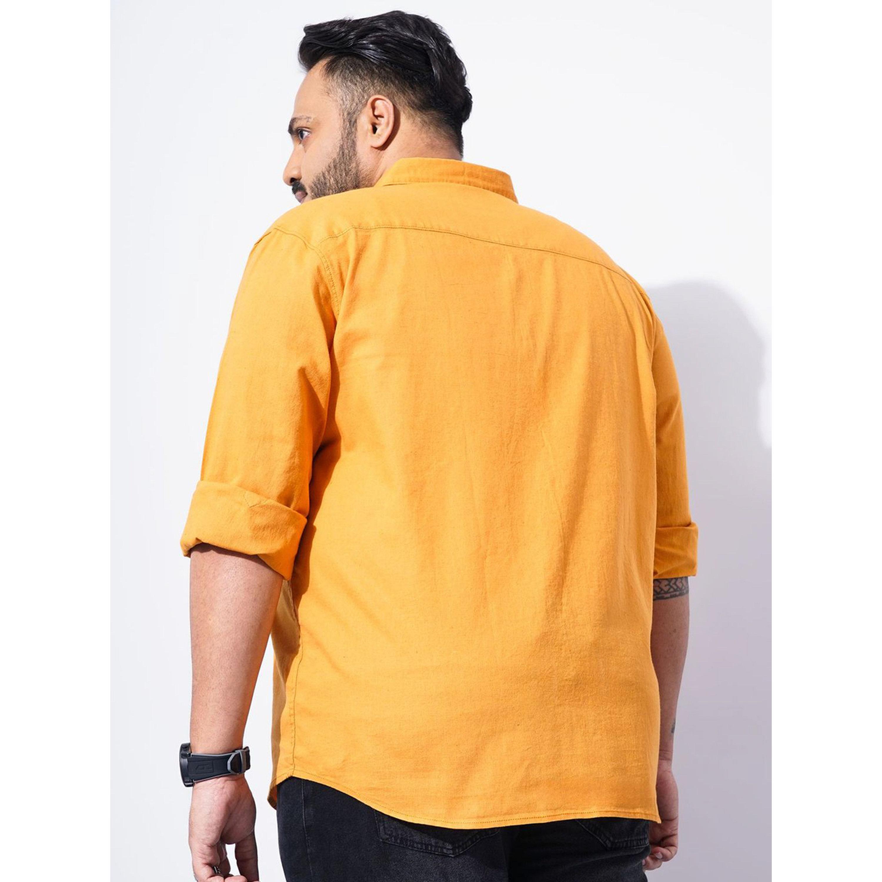 هارد صودا × ستايلي - قميص كاجوال قطني برتقالي مقاس كبير-men-clothing-shirts-image-3