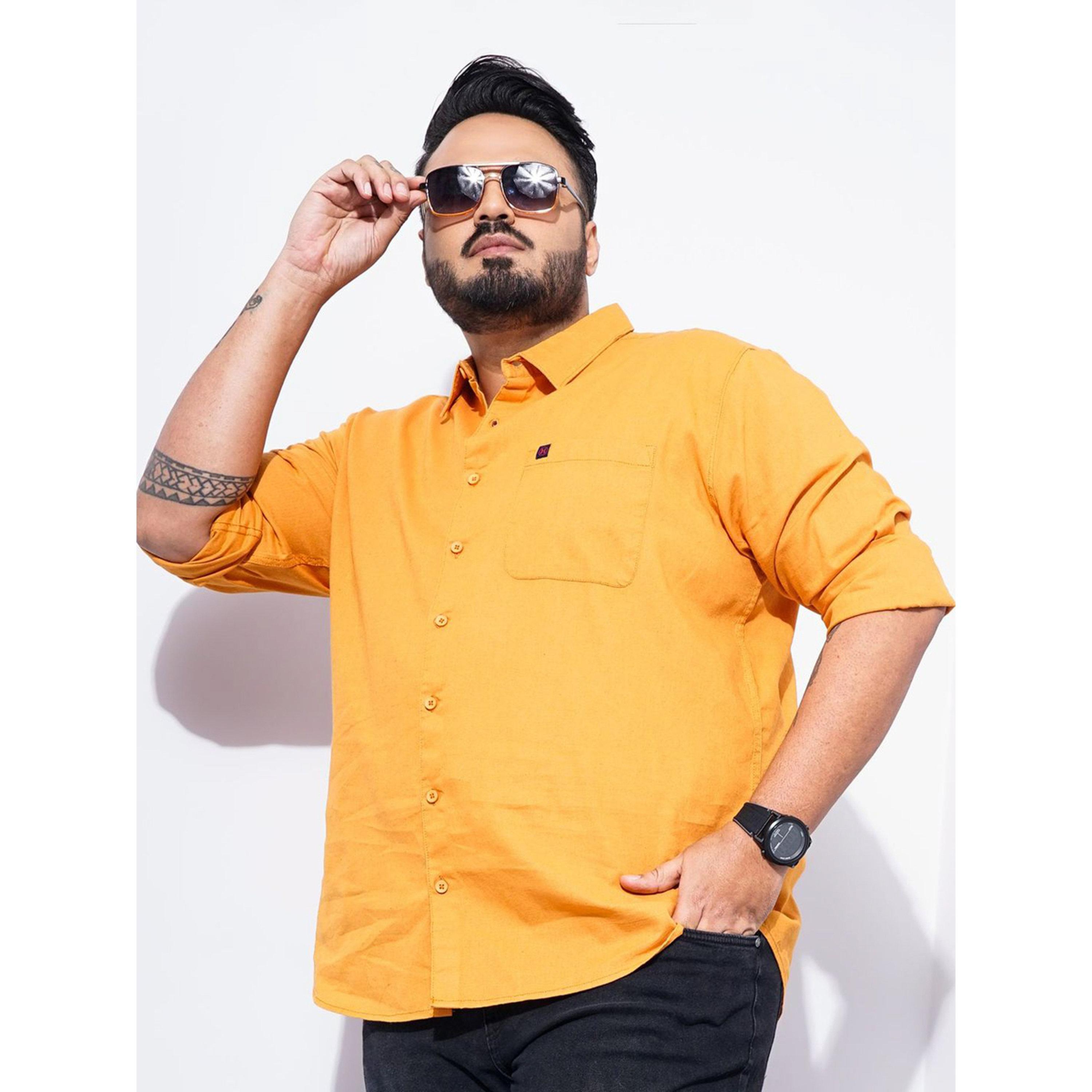 HardSoda X Styli Plus Size Orange Cotton Casual Shirt-men-clothing-shirts-image-4