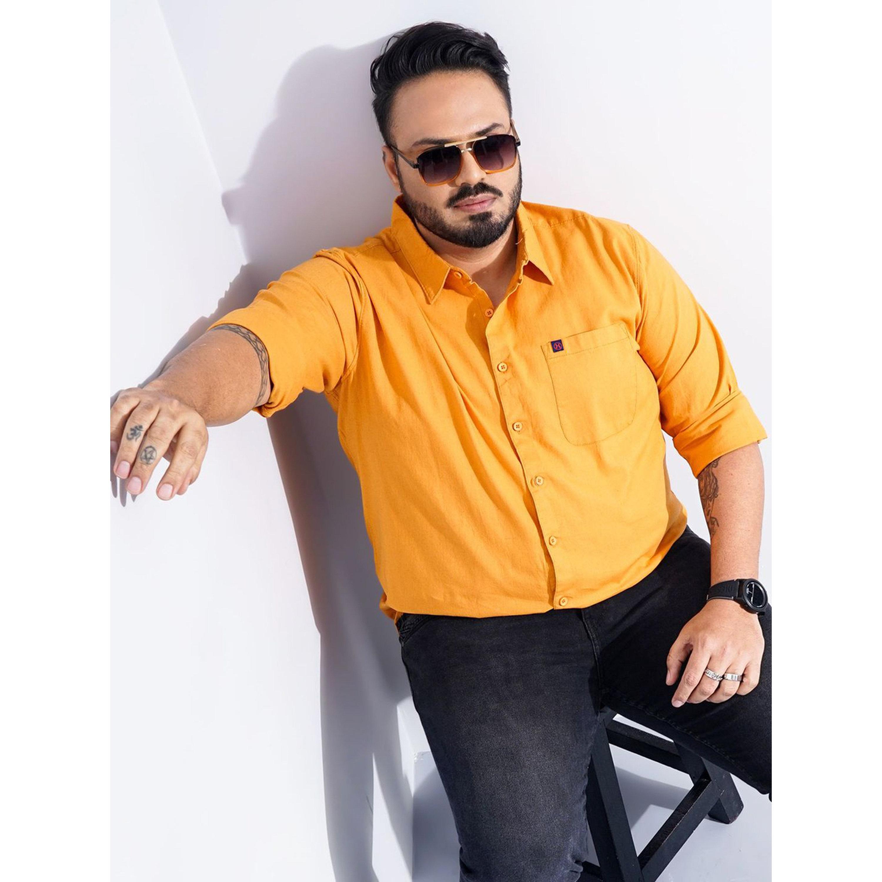 هارد صودا × ستايلي - قميص كاجوال قطني برتقالي مقاس كبير-men-clothing-shirts-image-5