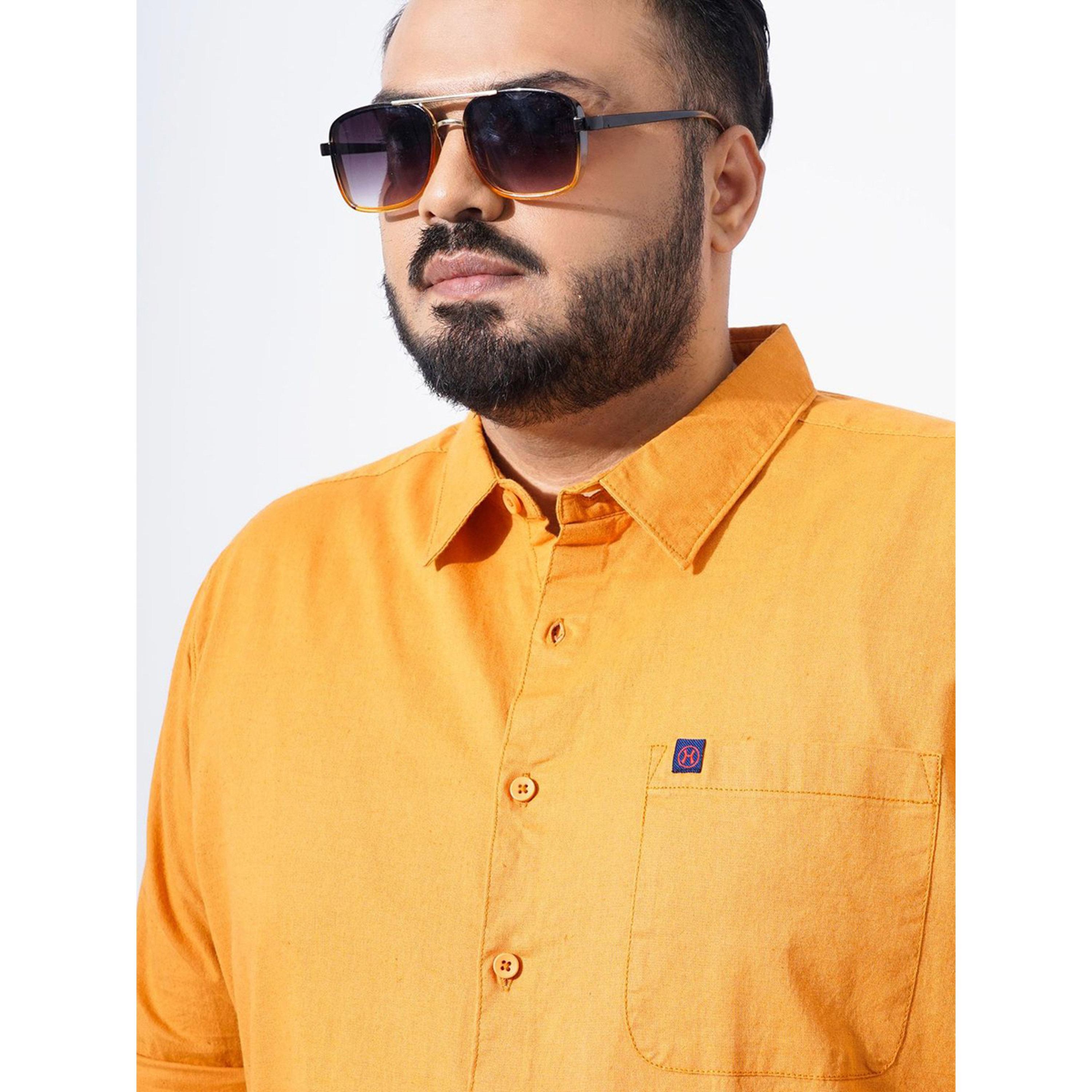 HardSoda X Styli Plus Size Orange Cotton Casual Shirt-men-clothing-shirts-image-6