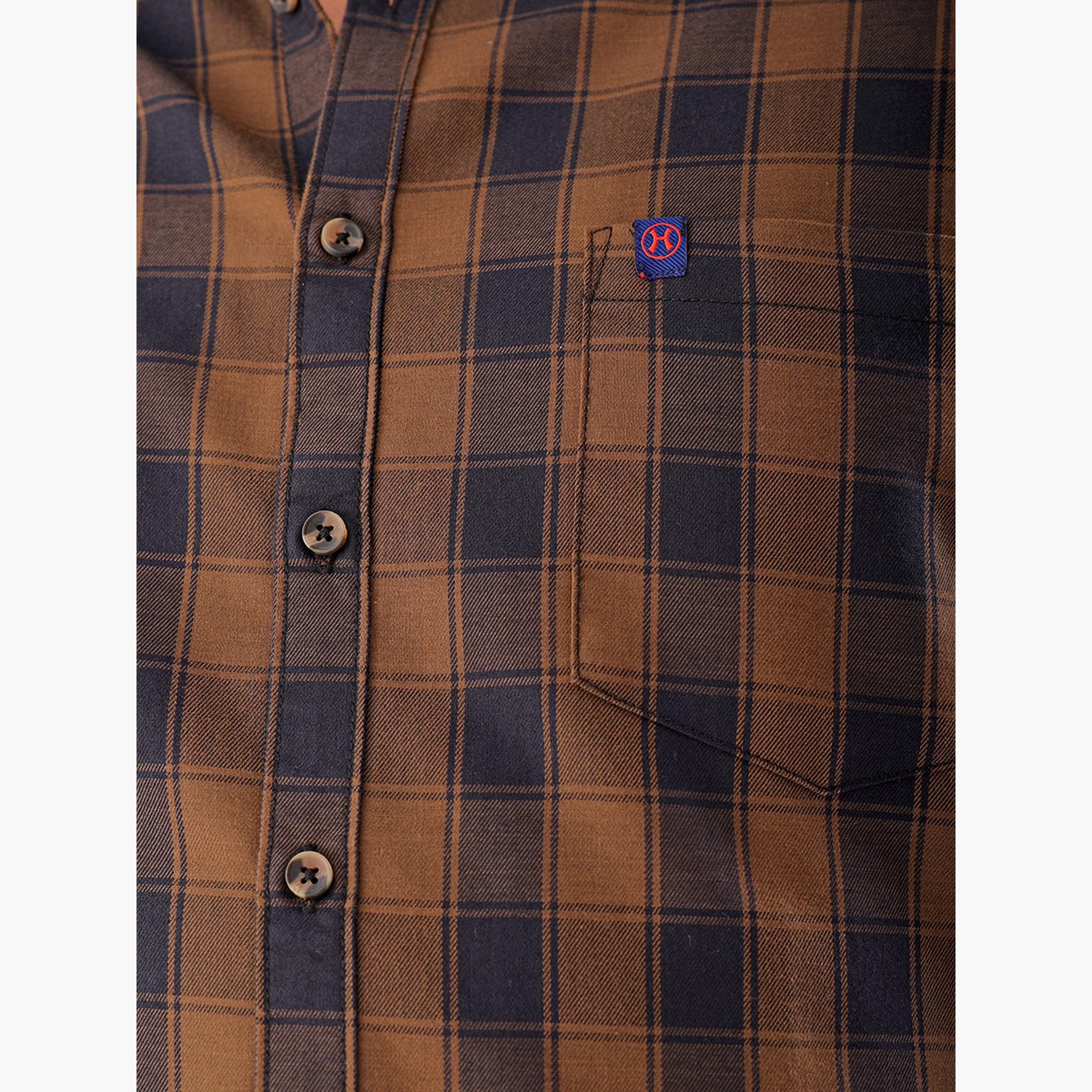 هارد صودا × ستايلي - قميص من القطن المخلوط منقوش مقاس كبير لون بني-men-clothing-shirts-image-6