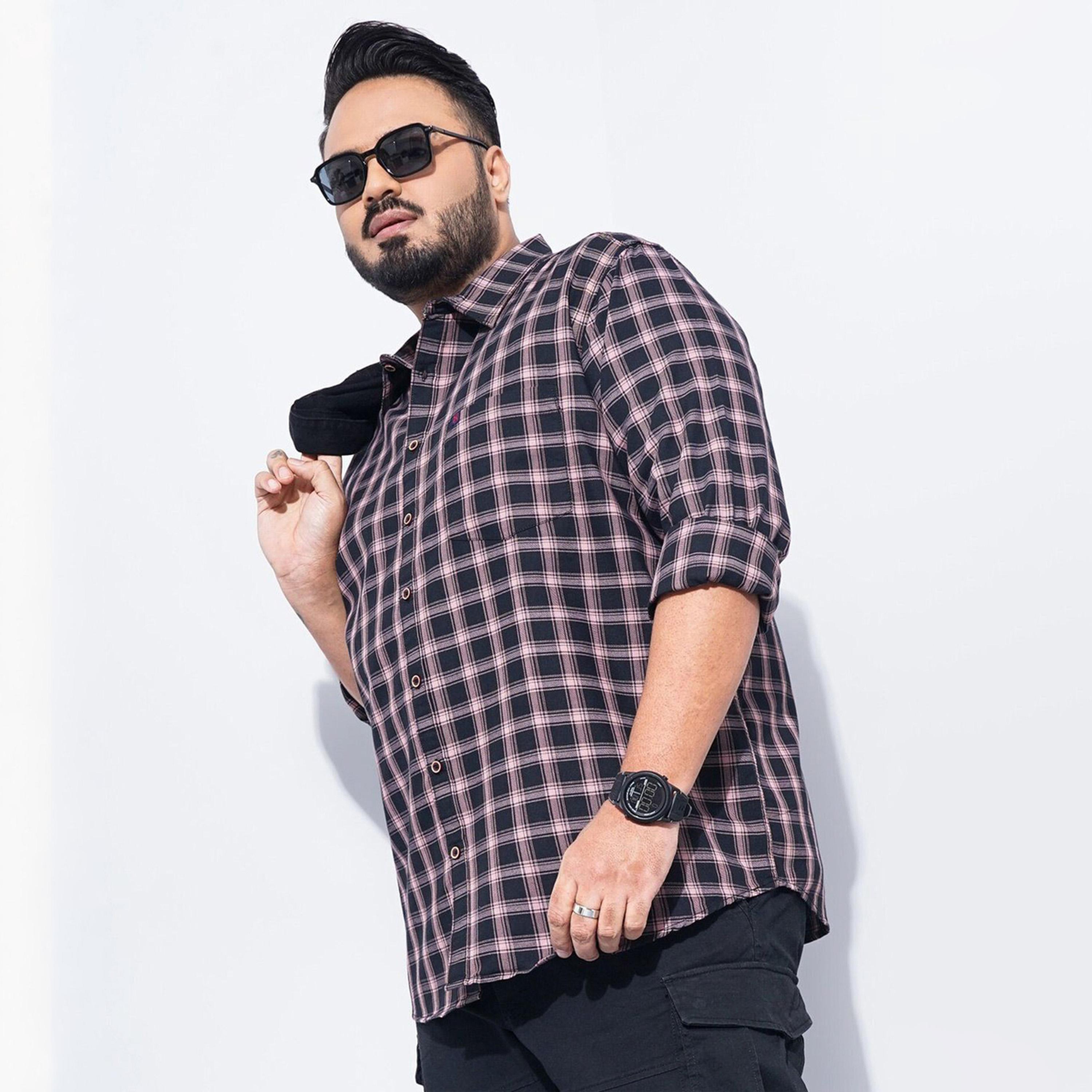 هارد صودا × ستايلي - قميص كاجوال منقوش مقاس كبير لون أسود-men-clothing-shirts-image-1