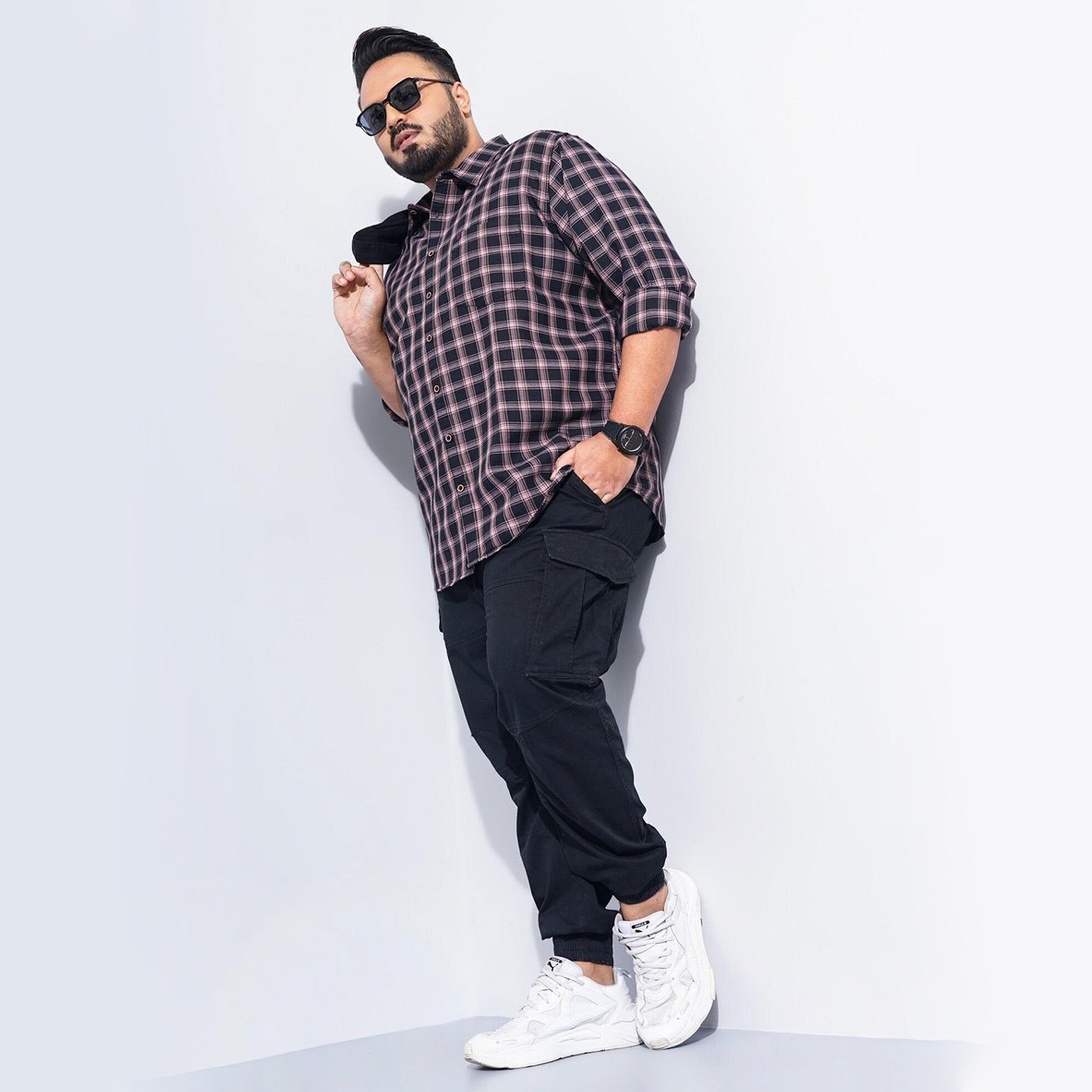 HardSoda X Styli Plus Size Black Checkered Casual Shirt-men-clothing-shirts-image-2