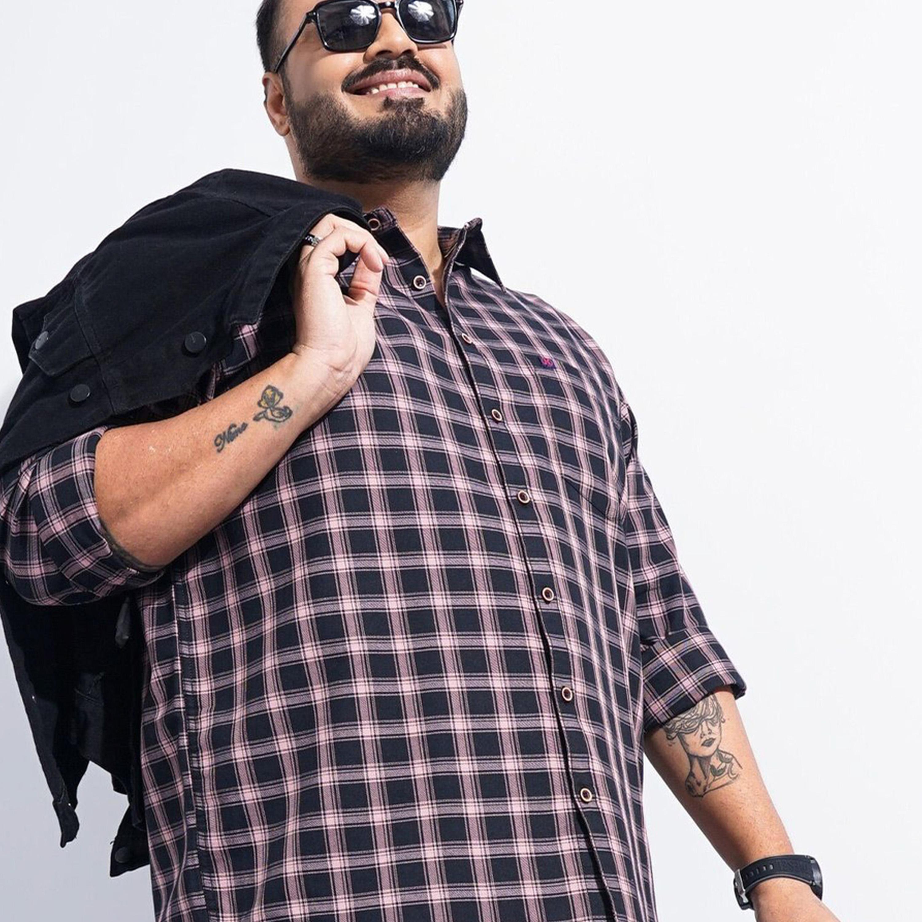 HardSoda X Styli Plus Size Black Checkered Casual Shirt-men-clothing-shirts-image-3